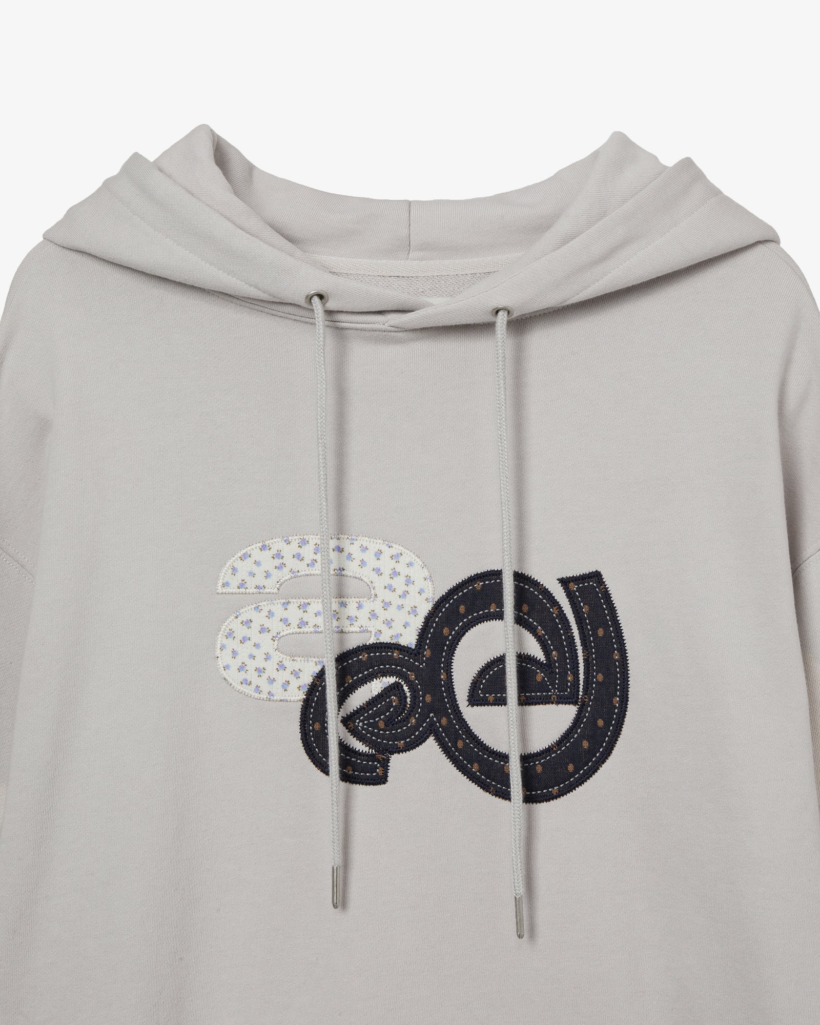 APPLIQUE FLOWER LOGO HOODIE [ASH]