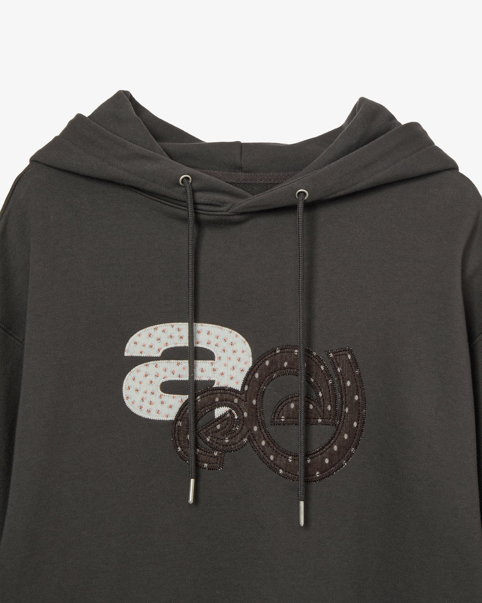 APPLIQUE FLOWER LOGO HOODIE [DARK BROWN]