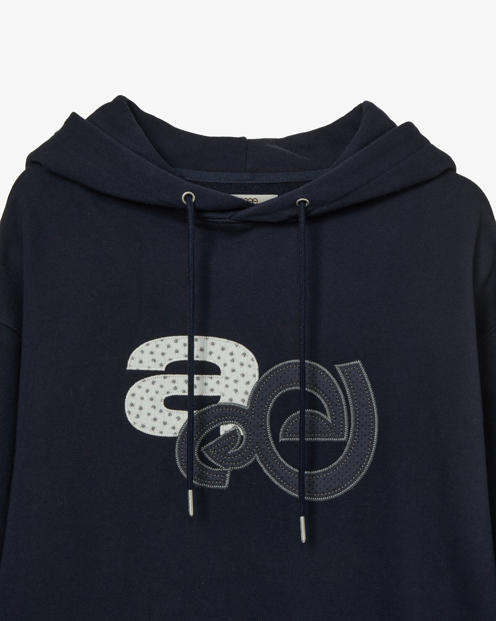 APPLIQUE FLOWER LOGO HOODIE [NAVY]