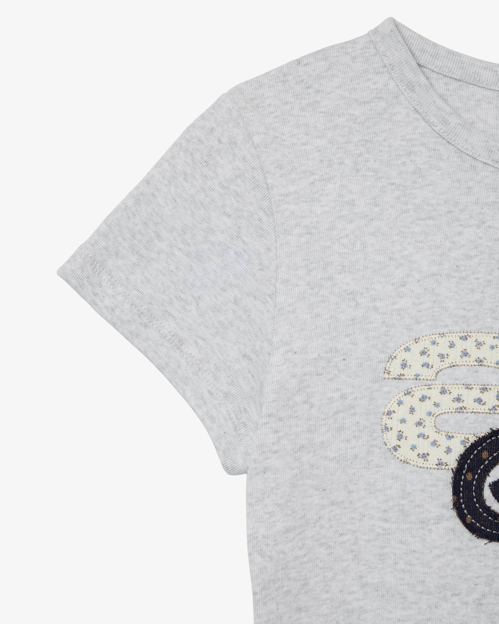 APPLIQUE FLOWER LOGO TEE [LIGHT GREY]