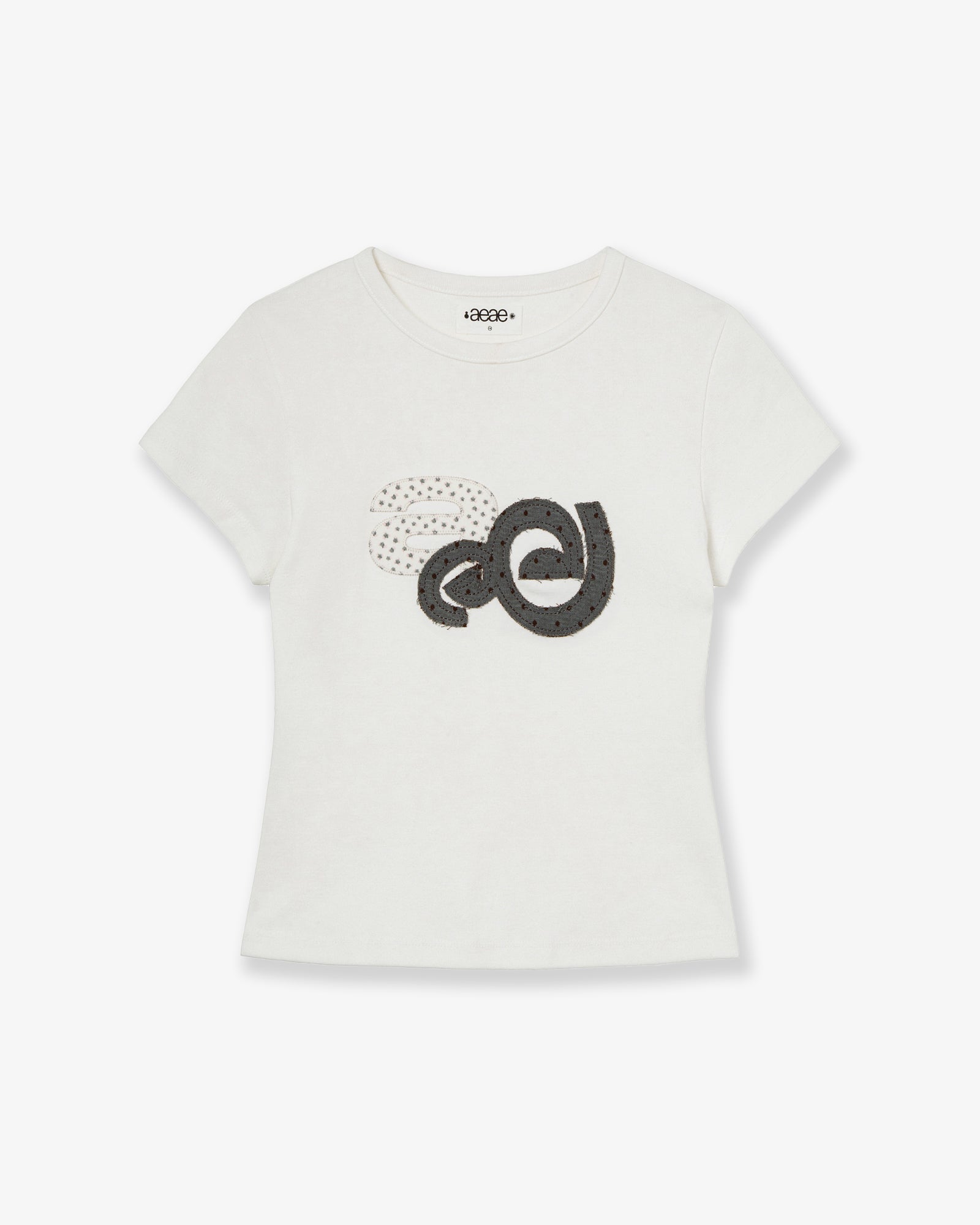 APPLIQUE FLOWER LOGO TEE [WHITE]