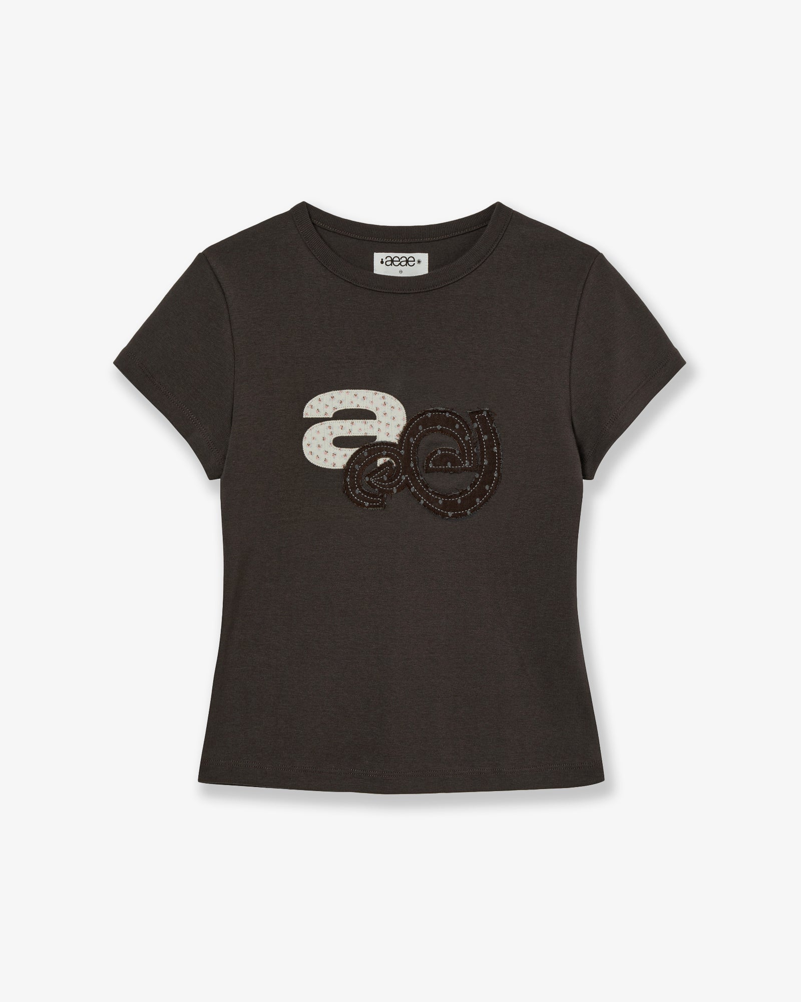APPLIQUE FLOWER LOGO TEE [DARK BROWN]