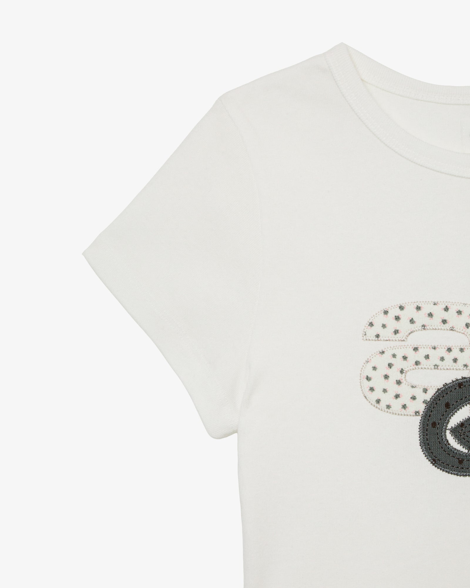【6月中旬お届けアイテム】APPLIQUE FLOWER LOGO TEE [WHITE]