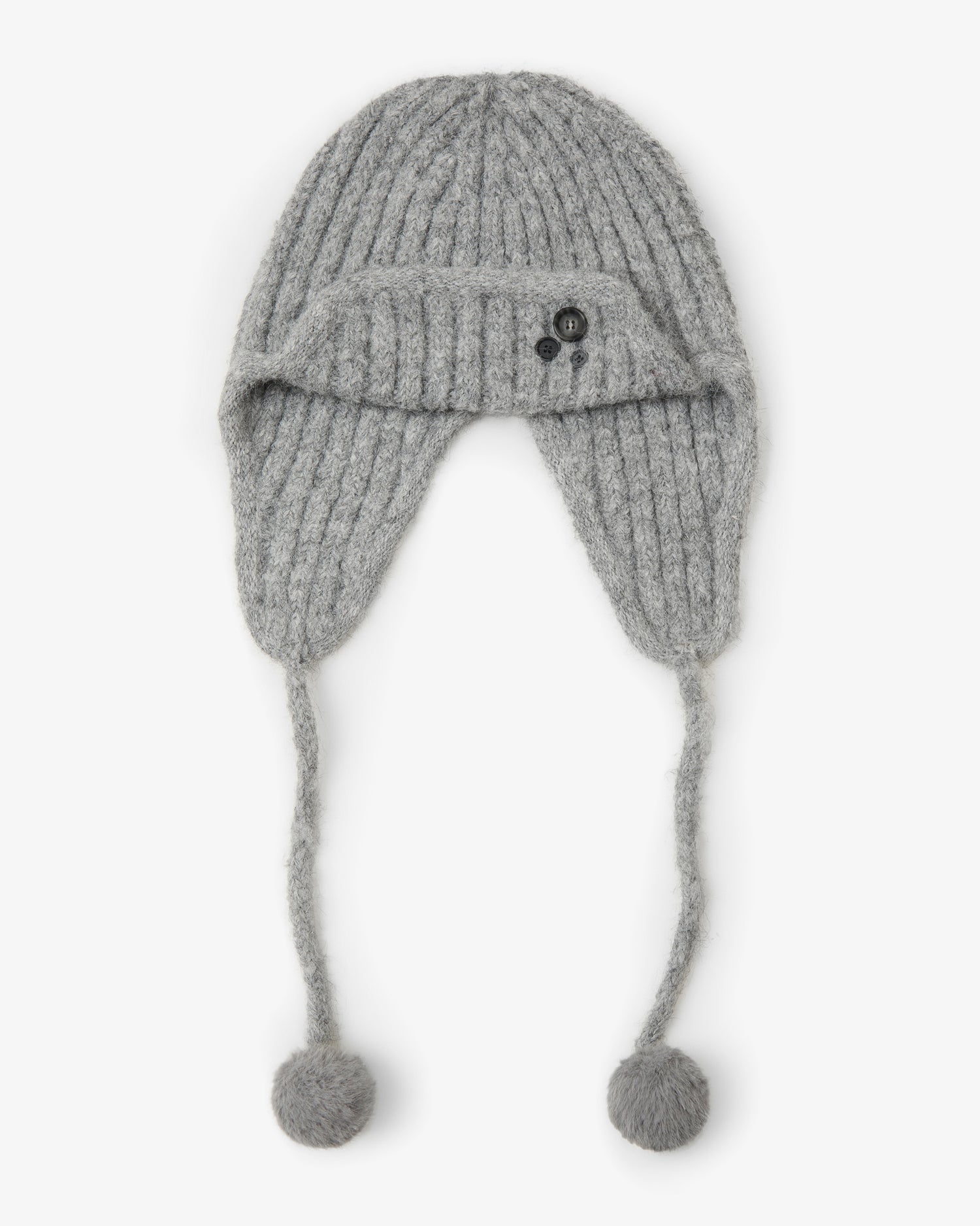 BUTTON KNIT TROOPER BEANIE [GREY]
