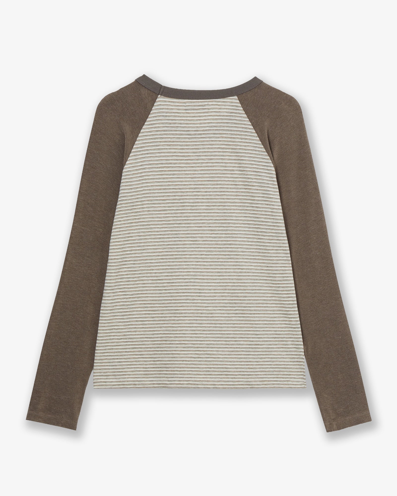 BUTTON SHIRRING POCKET TEE [BROWN]