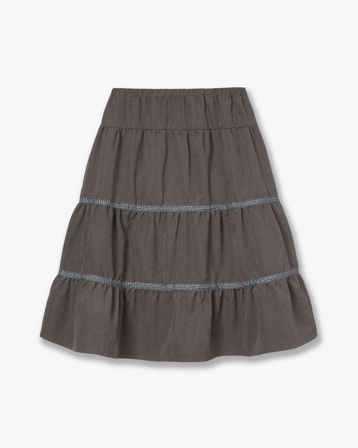 【10月中旬お届けアイテム】CHECK MIDI TIERED SKIRT [BROWN]