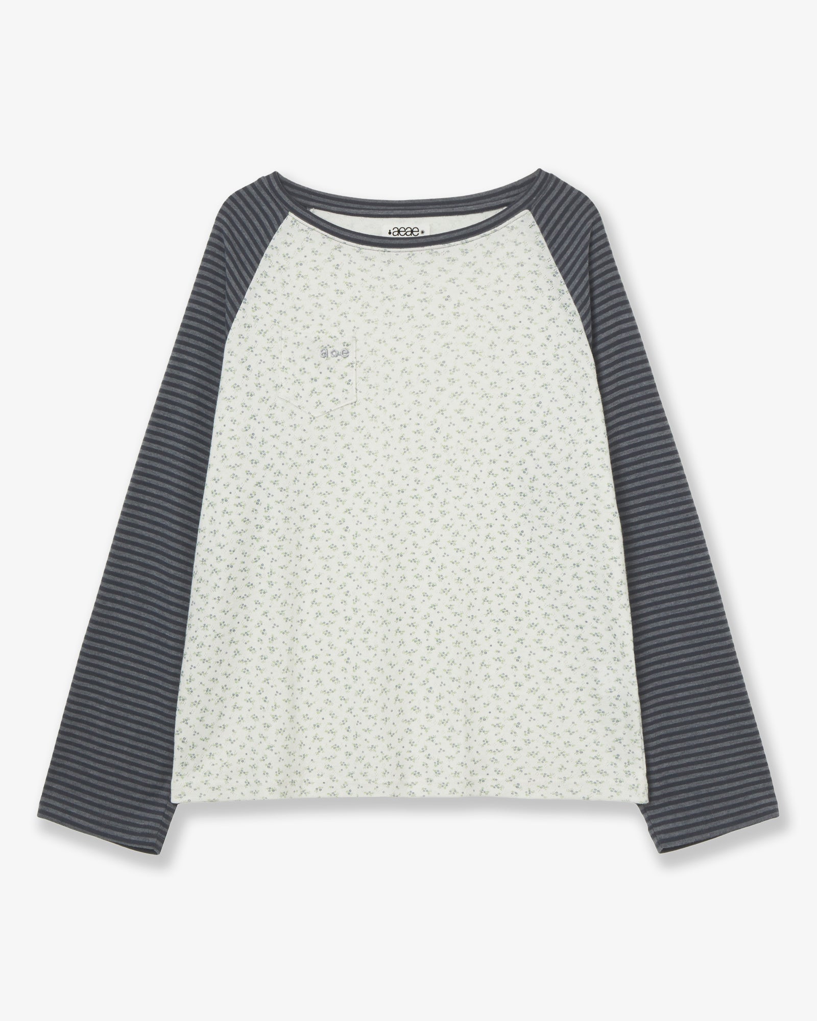 COZY FLOWER RAGLAN LONG SLEEVE [CHARCOAL]