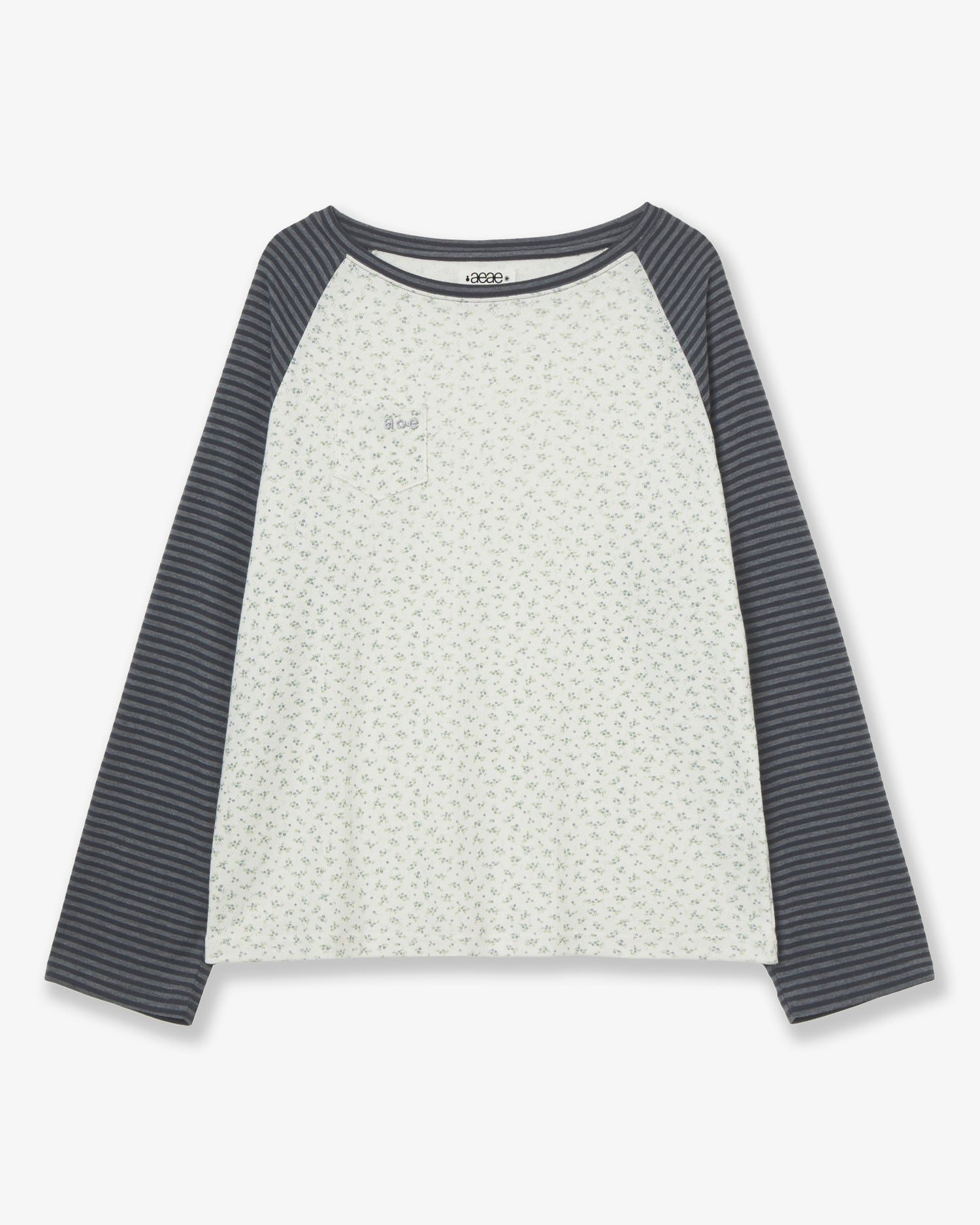 COZY FLOWER RAGLAN LONG SLEEVE [CHARCOAL]