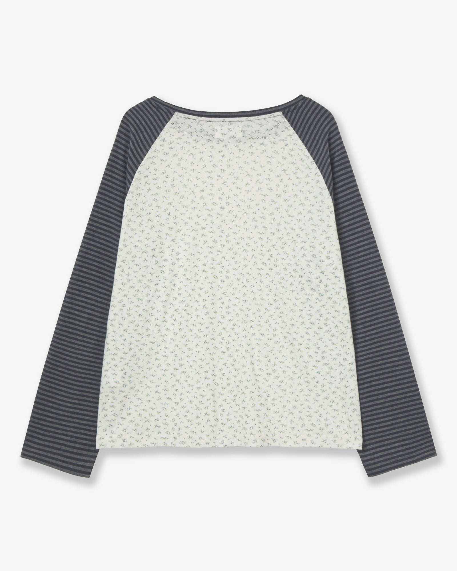 COZY FLOWER RAGLAN LONG SLEEVE [CHARCOAL]