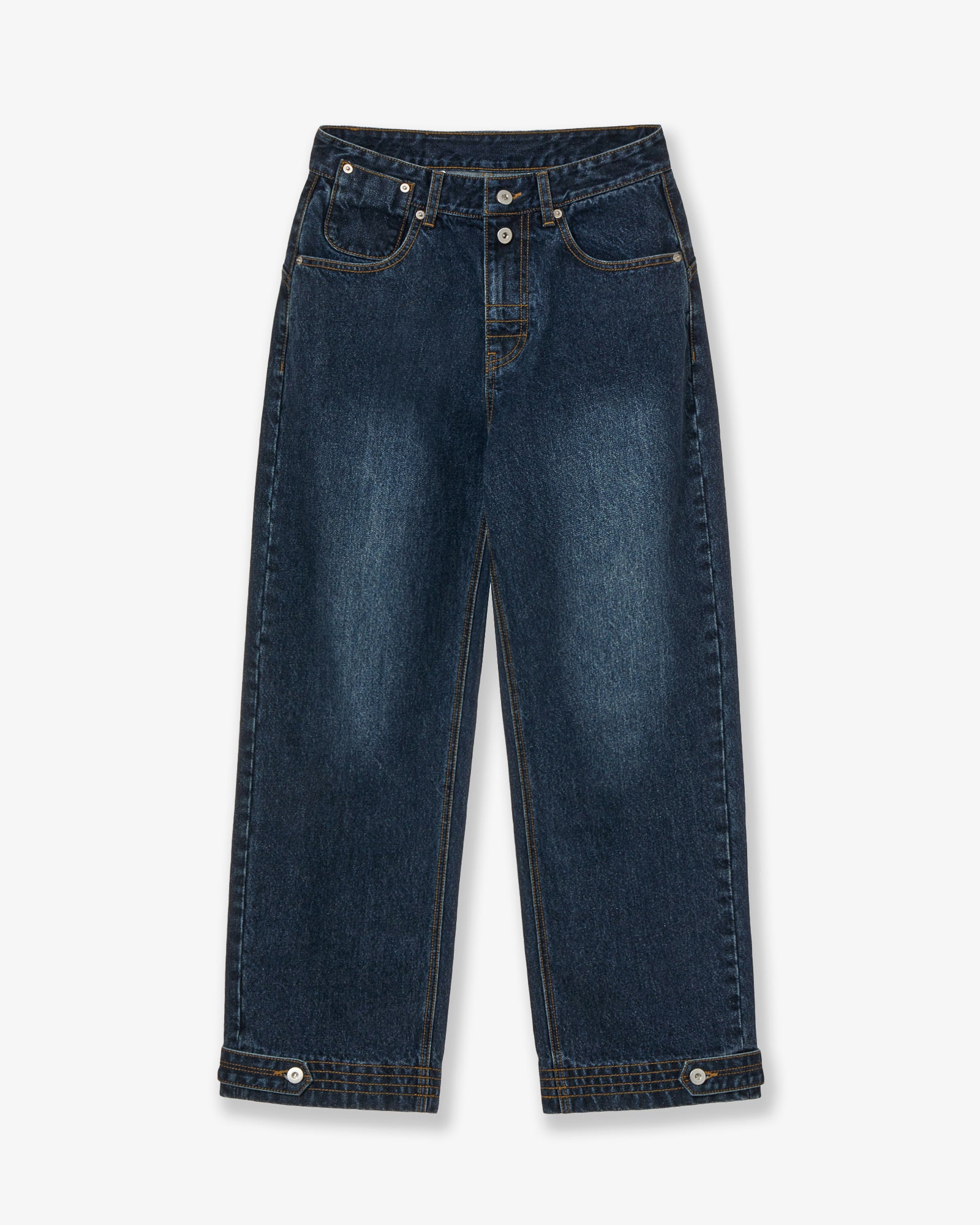 CURVE DENIM PANTS [DARK BLUE]