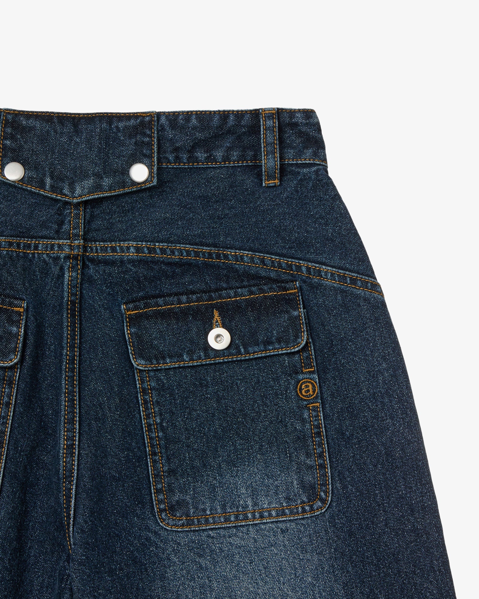 CURVE DENIM PANTS [DARK BLUE]