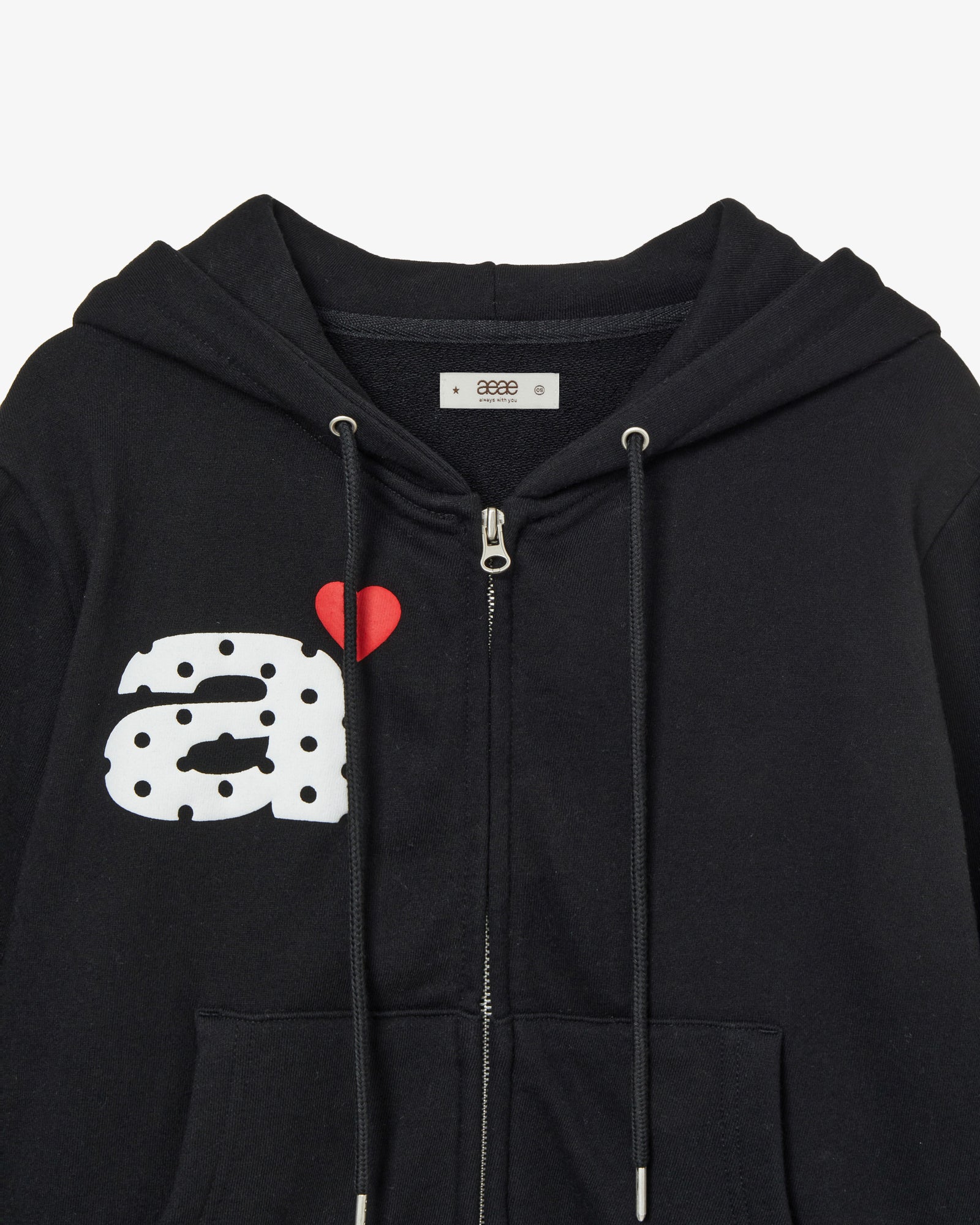 DOT SMALL LETTER CROP HOOD ZIP UP [BLACK]