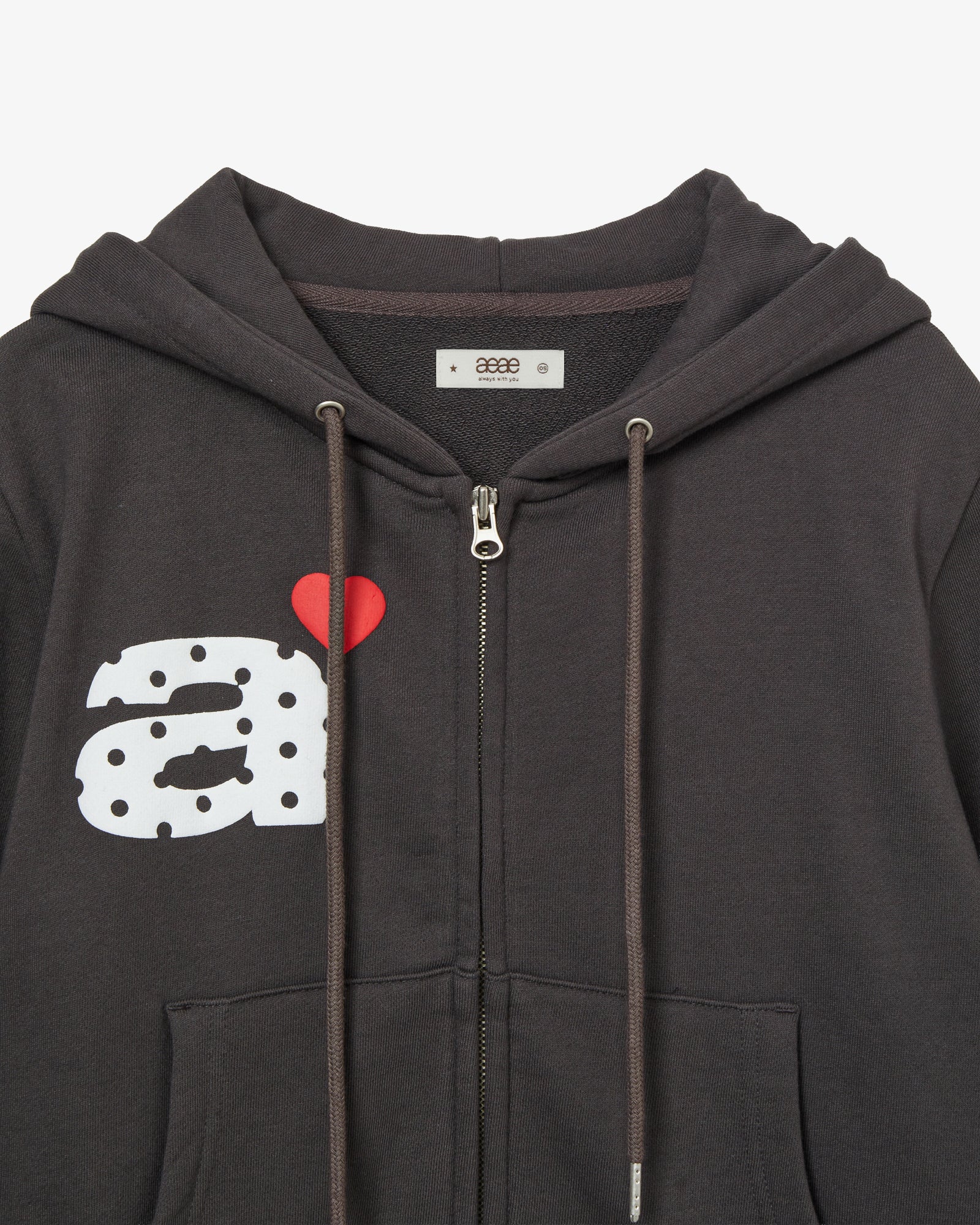 DOT SMALL LETTER CROP HOOD ZIP UP [CHARCOAL BROWN]