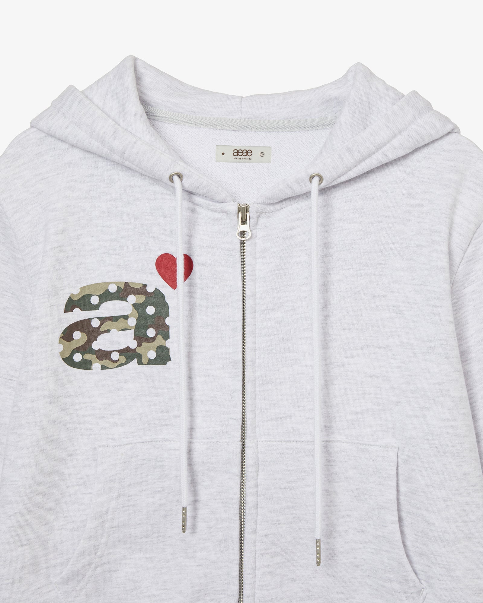 DOT SMALL LETTER CROP HOOD ZIP UP [LIGHT GREY/CAMO]