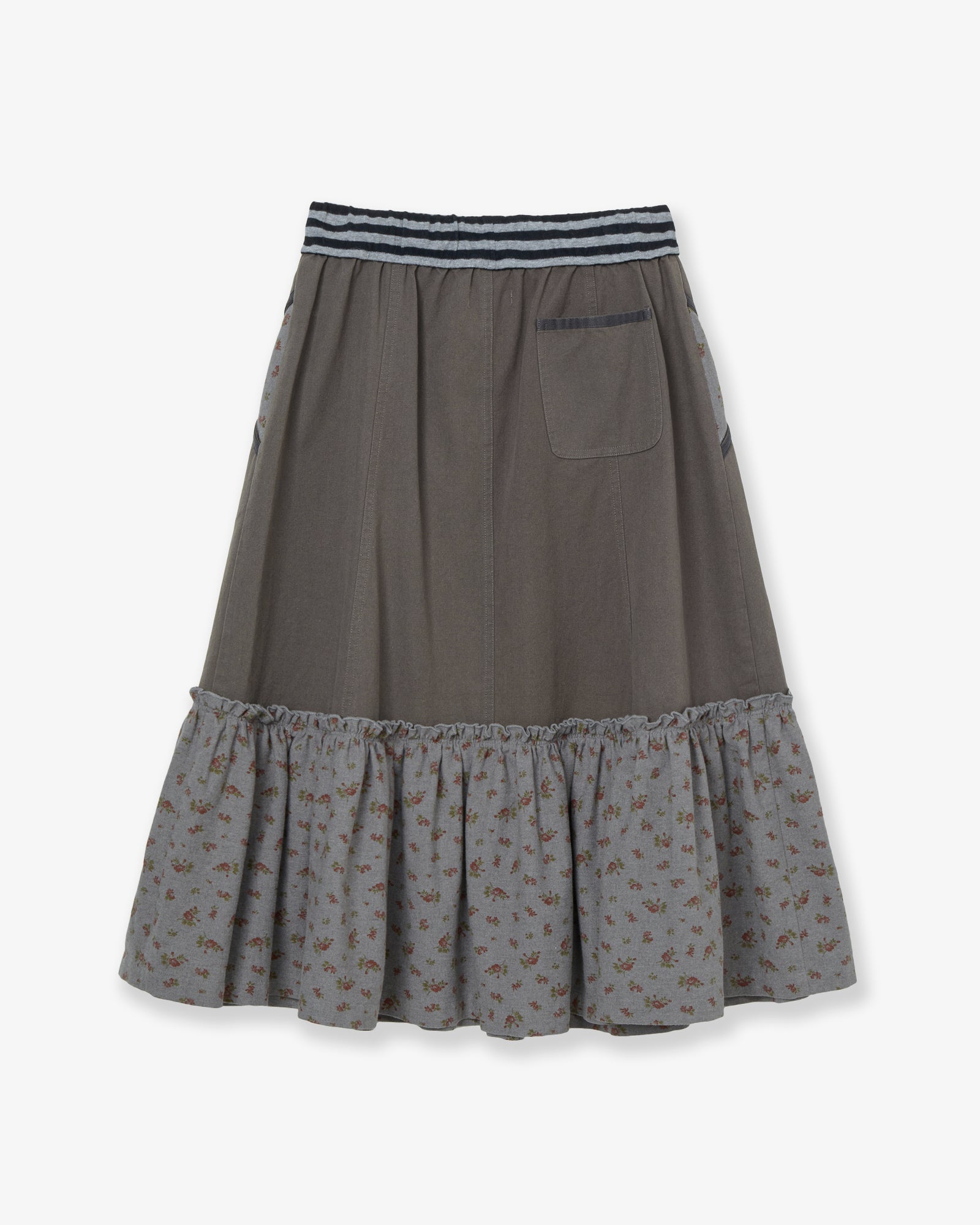 FLOWER BLOCK SKIRT [CHARCOAL]