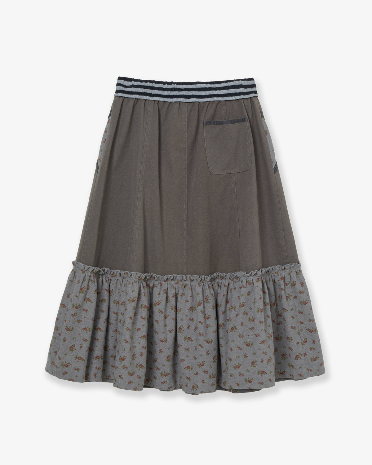 FLOWER BLOCK SKIRT [CHARCOAL]