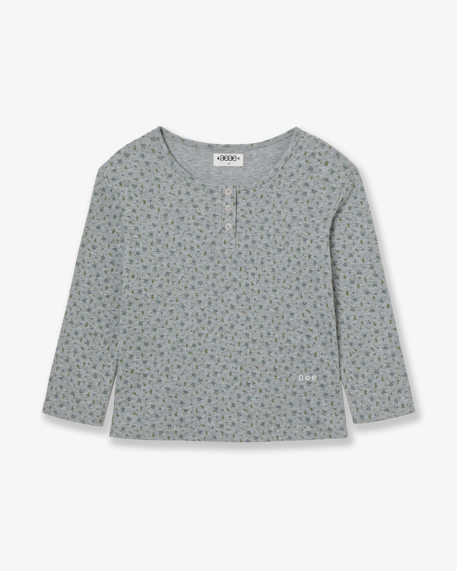 FLOWER HENLEY NECK TEE [MELANGE GREY]