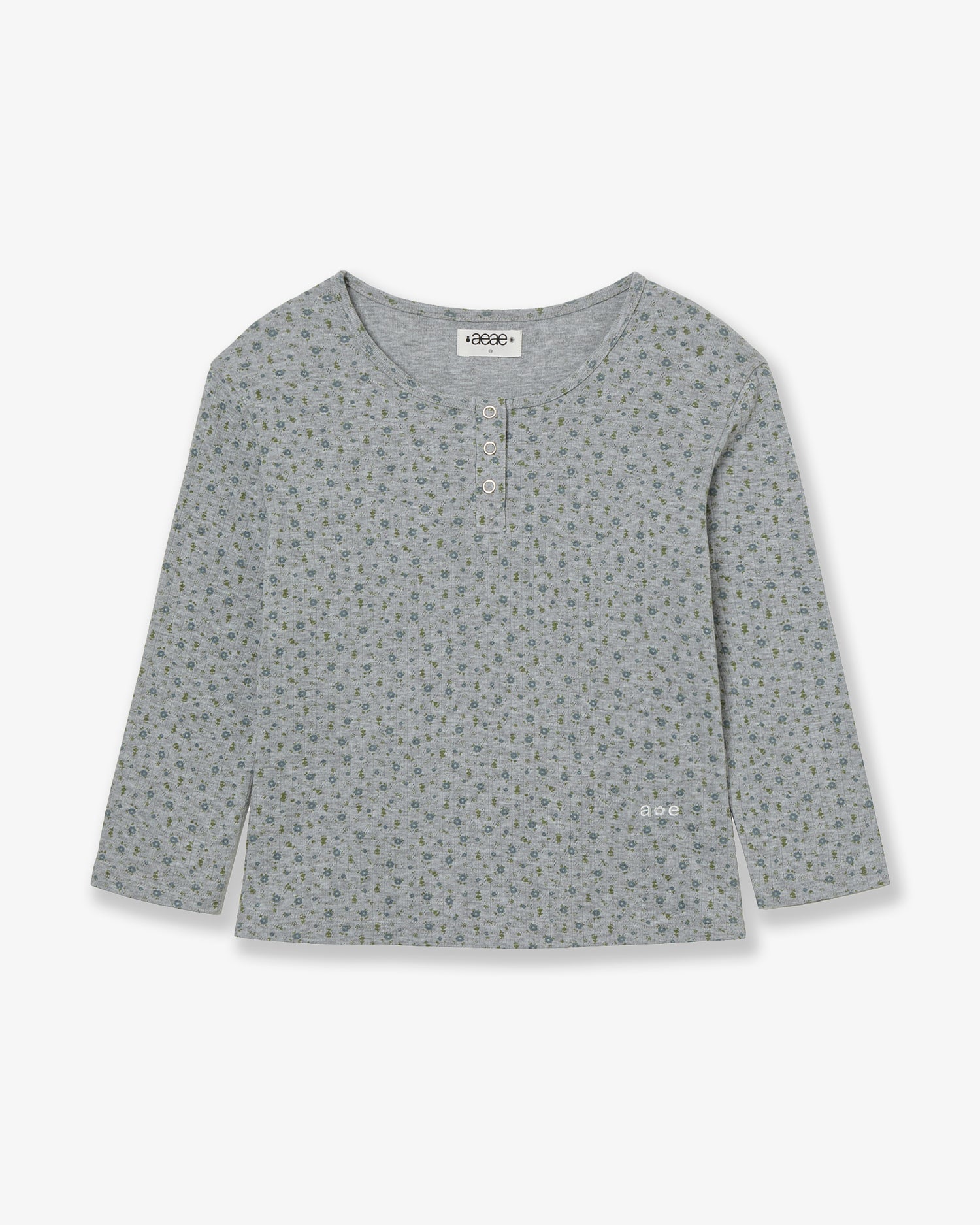 FLOWER HENLEY NECK TEE [MELANGE GREY]