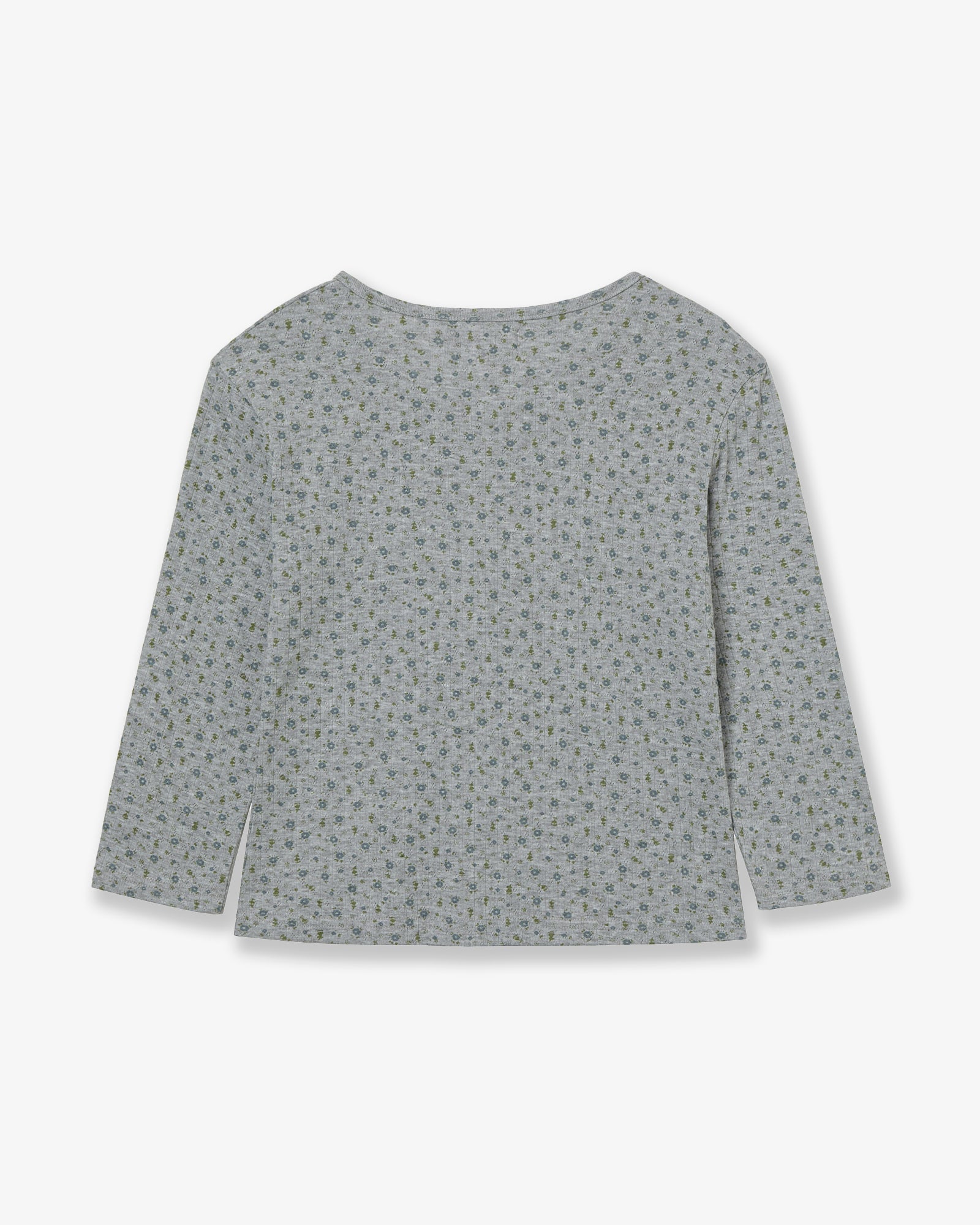 FLOWER HENLEY NECK TEE [MELANGE GREY]