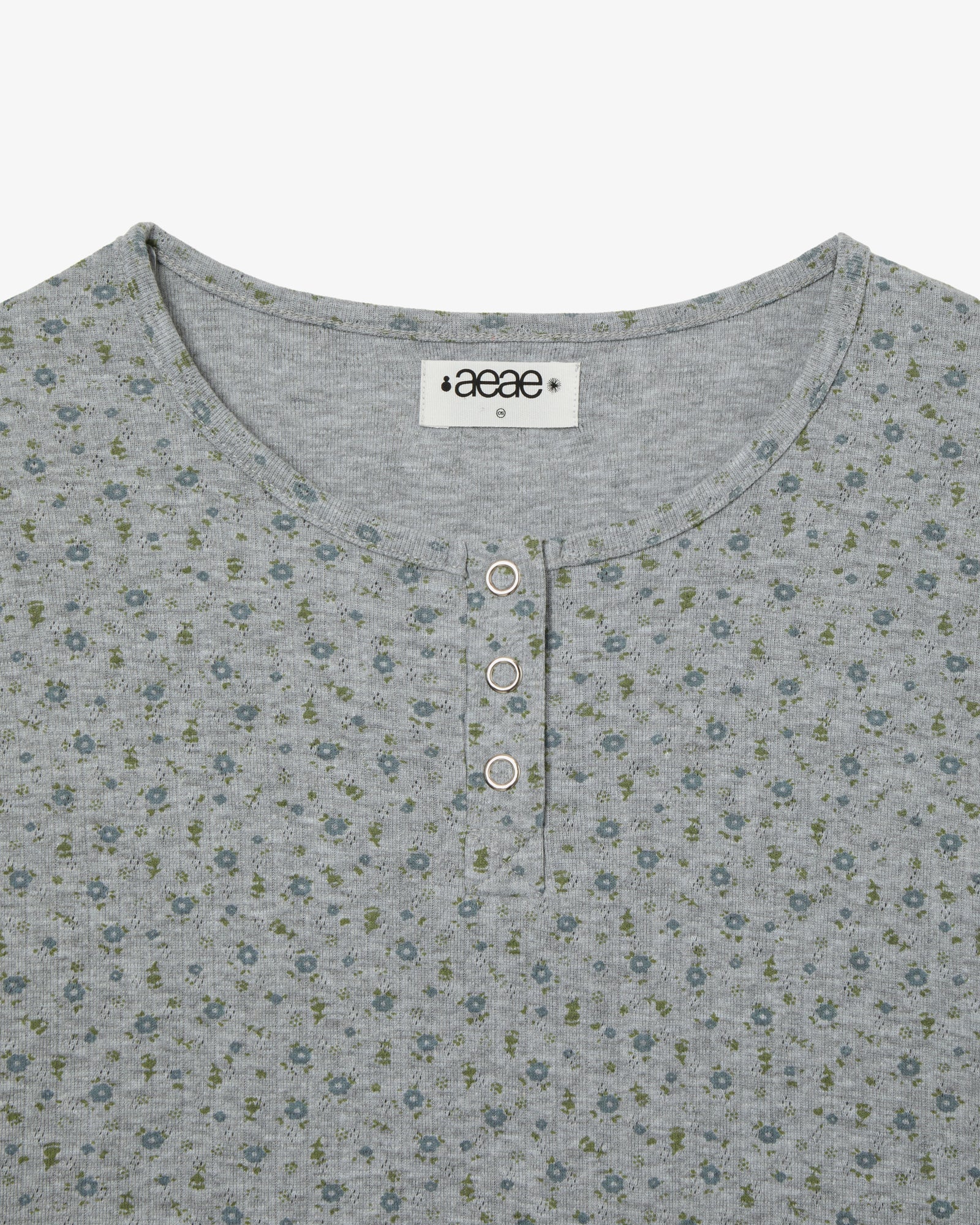 FLOWER HENLEY NECK TEE [MELANGE GREY]