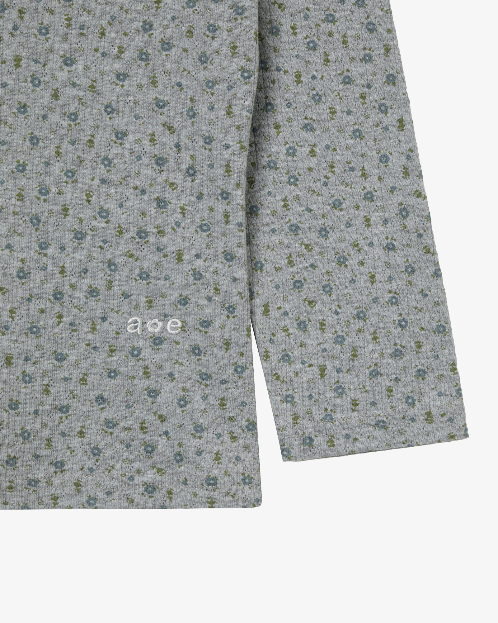 FLOWER HENLEY NECK TEE [MELANGE GREY]