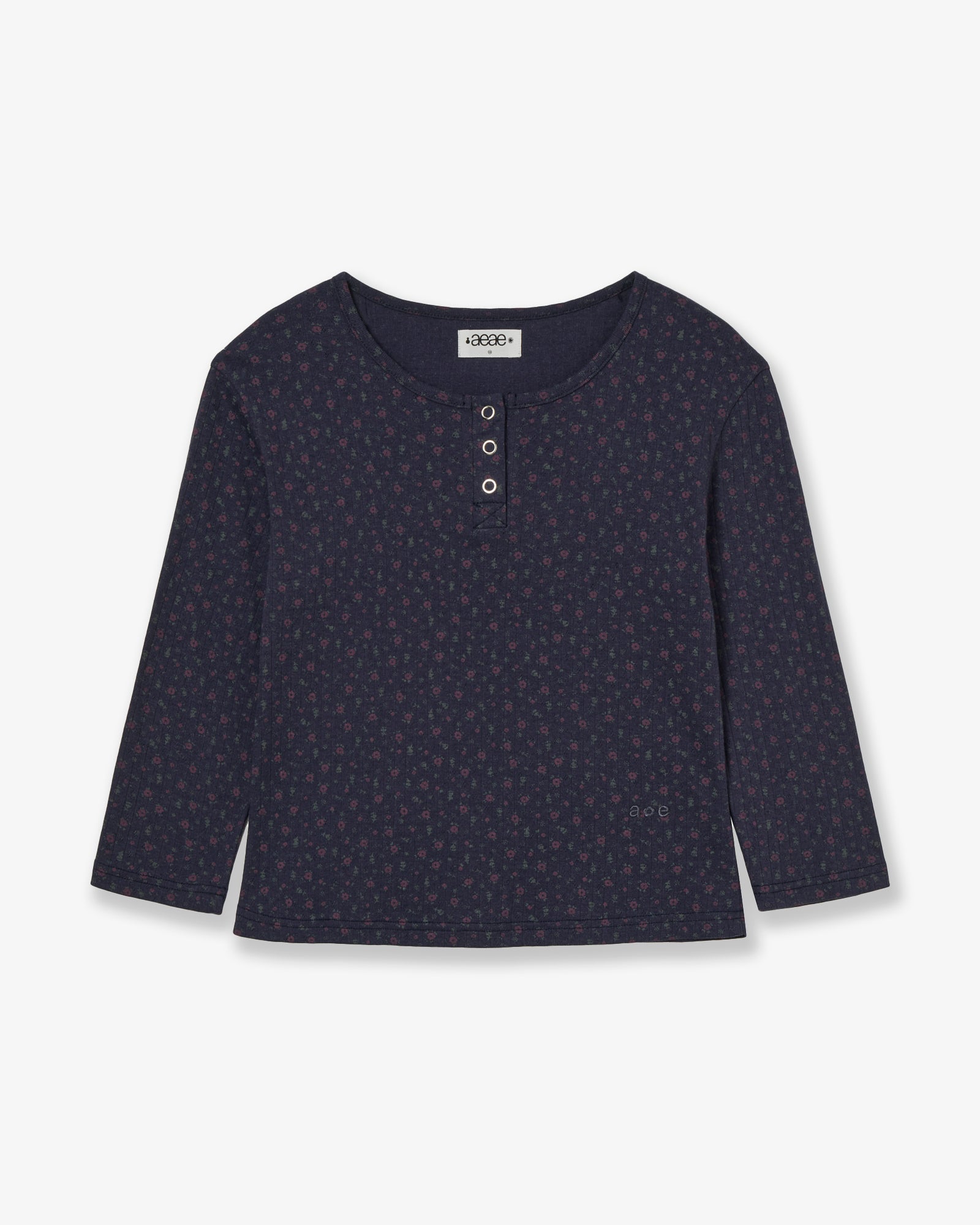 FLOWER HENLEY NECK TEE [NAVY]