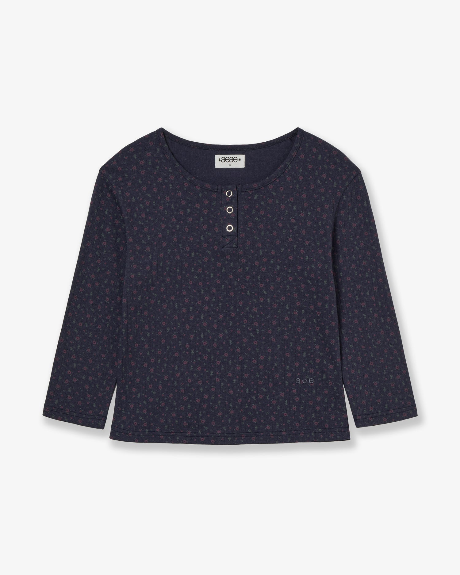 FLOWER HENLEY NECK TEE [NAVY]