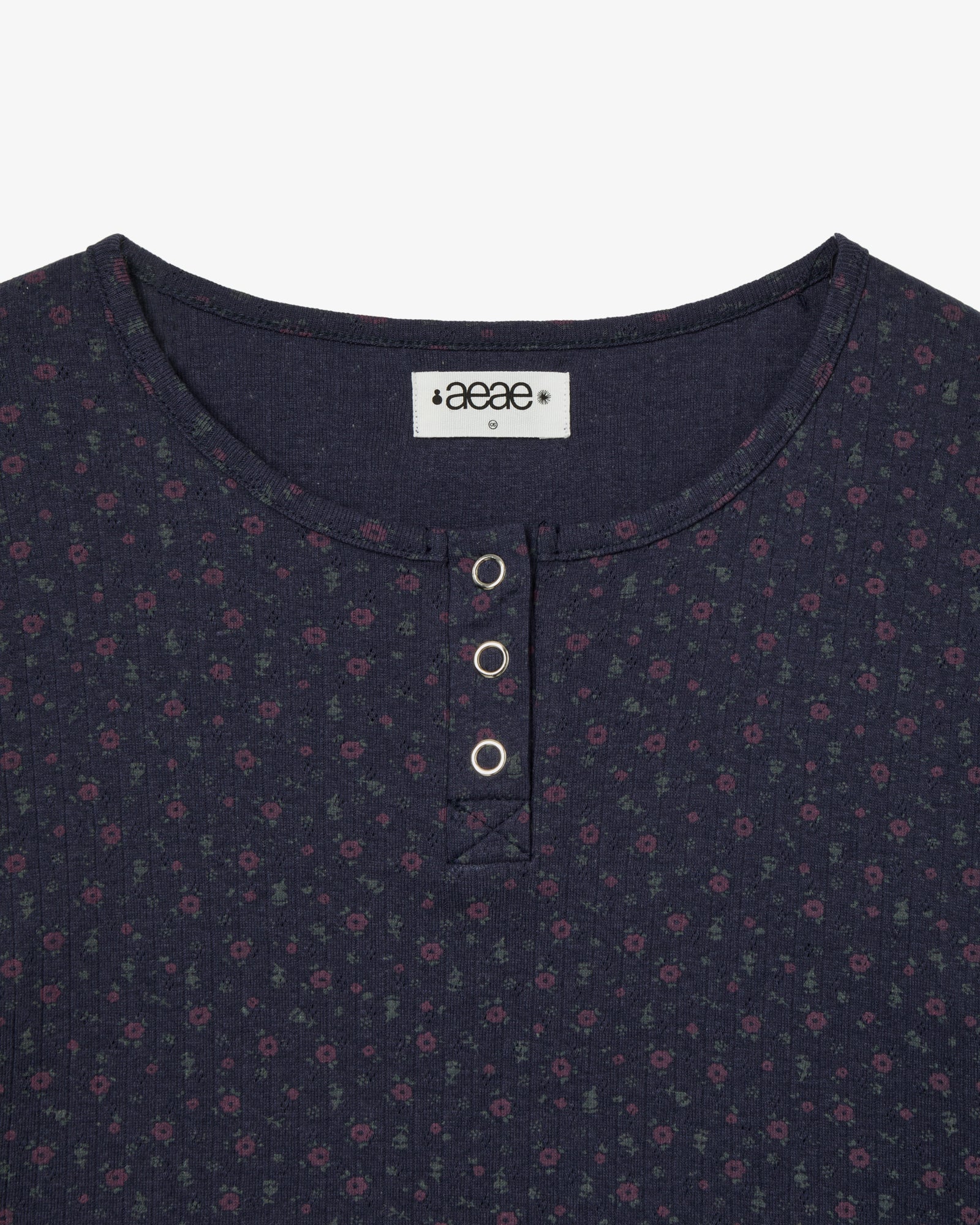 FLOWER HENLEY NECK TEE [NAVY]