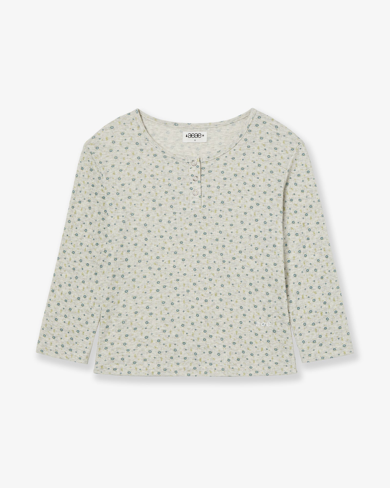 FLOWER HENLEY NECK TEE [OATMEAL]