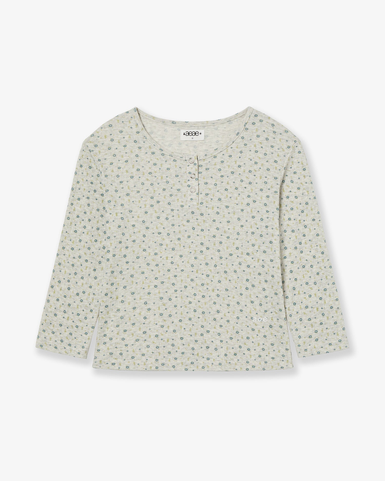 FLOWER HENLEY NECK TEE [OATMEAL]