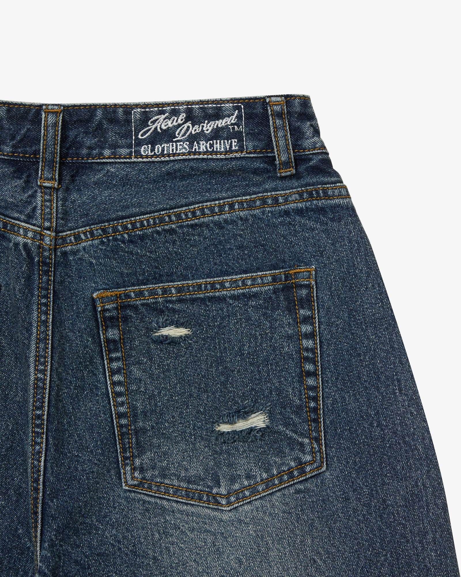 FLOWER PATCHWORK DENIM PANTS [DUSTY BLUE]