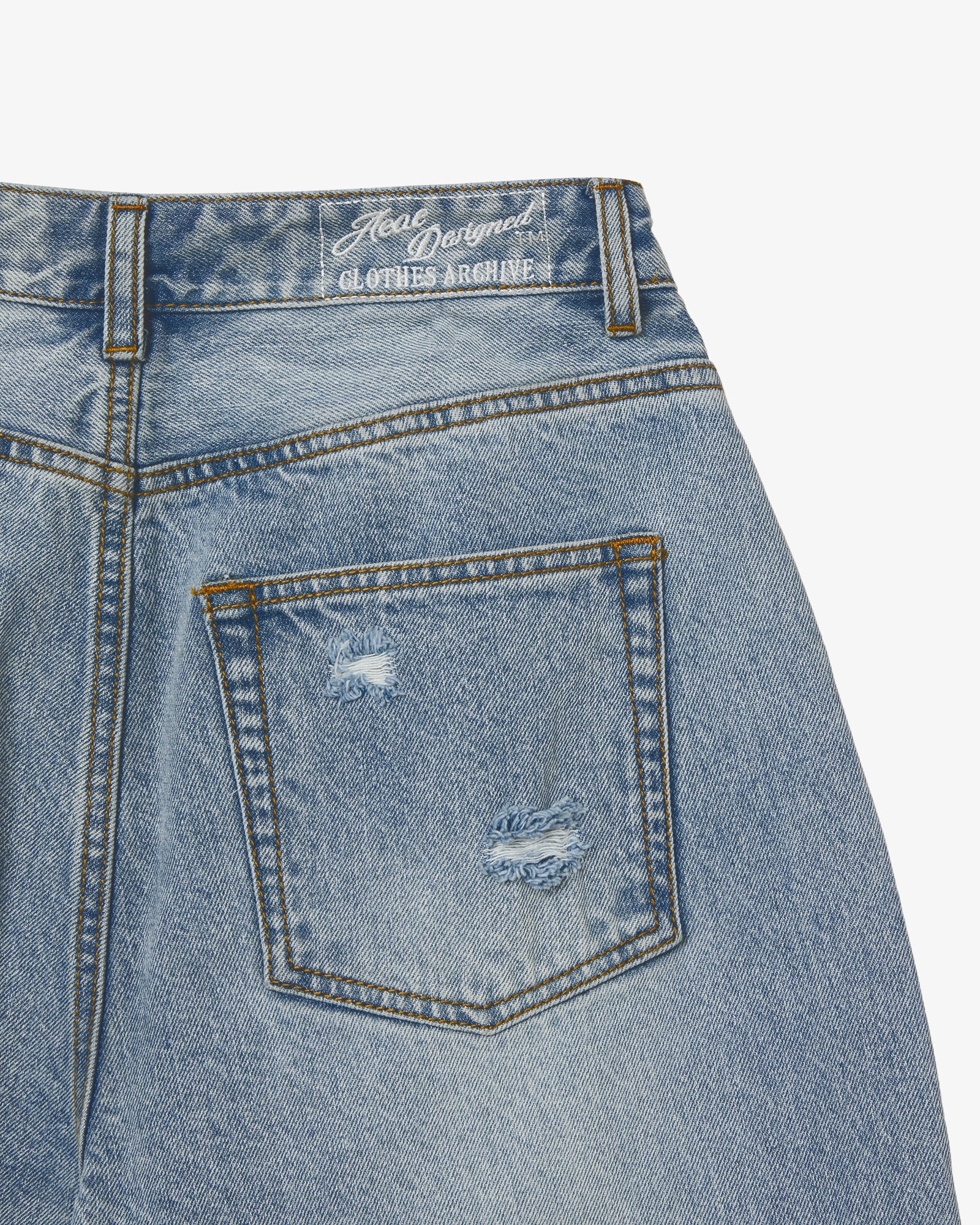 FLOWER PATCHWORK DENIM PANTS [LIGHT BLUE]