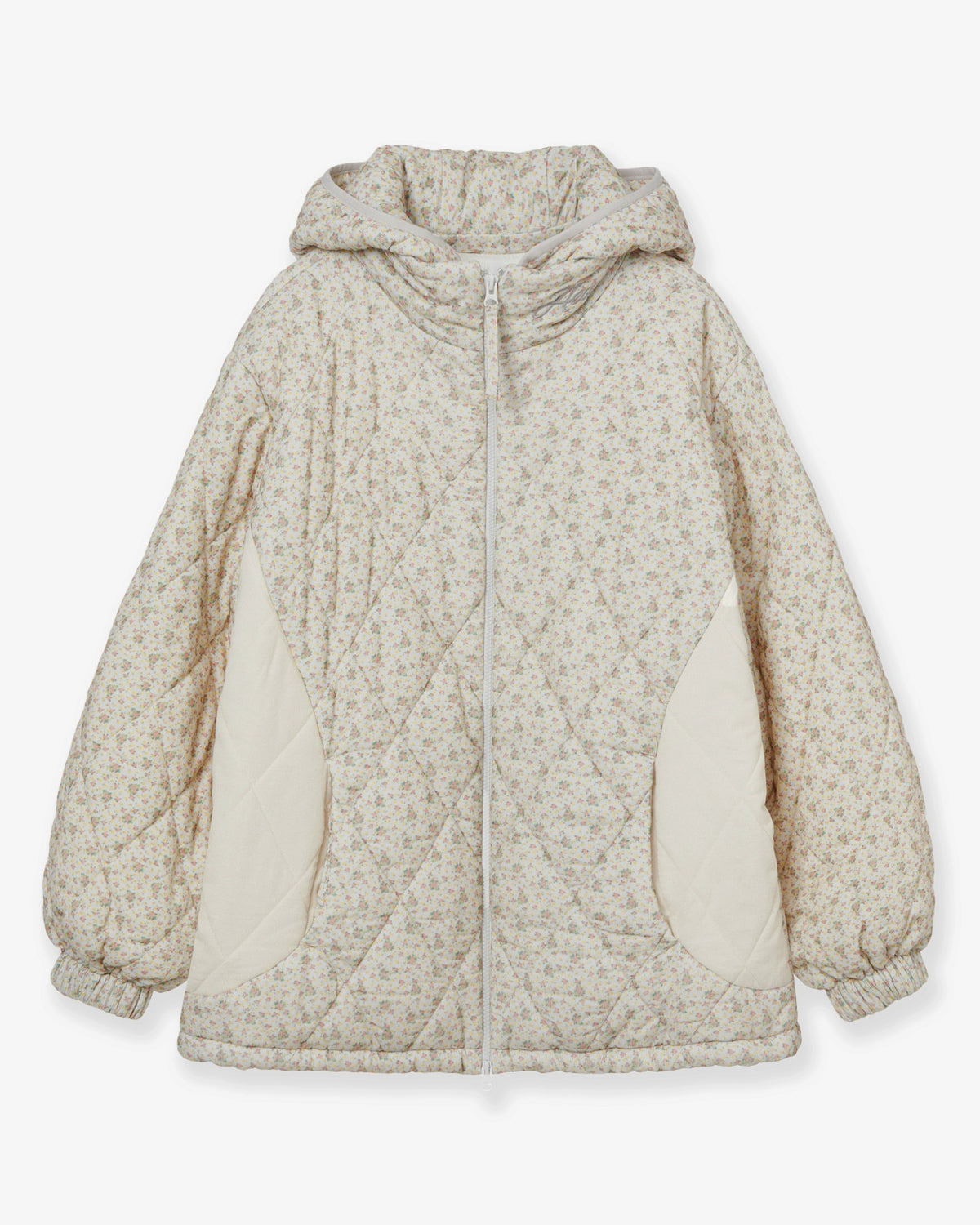 FLOWER QUILTED JACKET [LIGHT GREY]