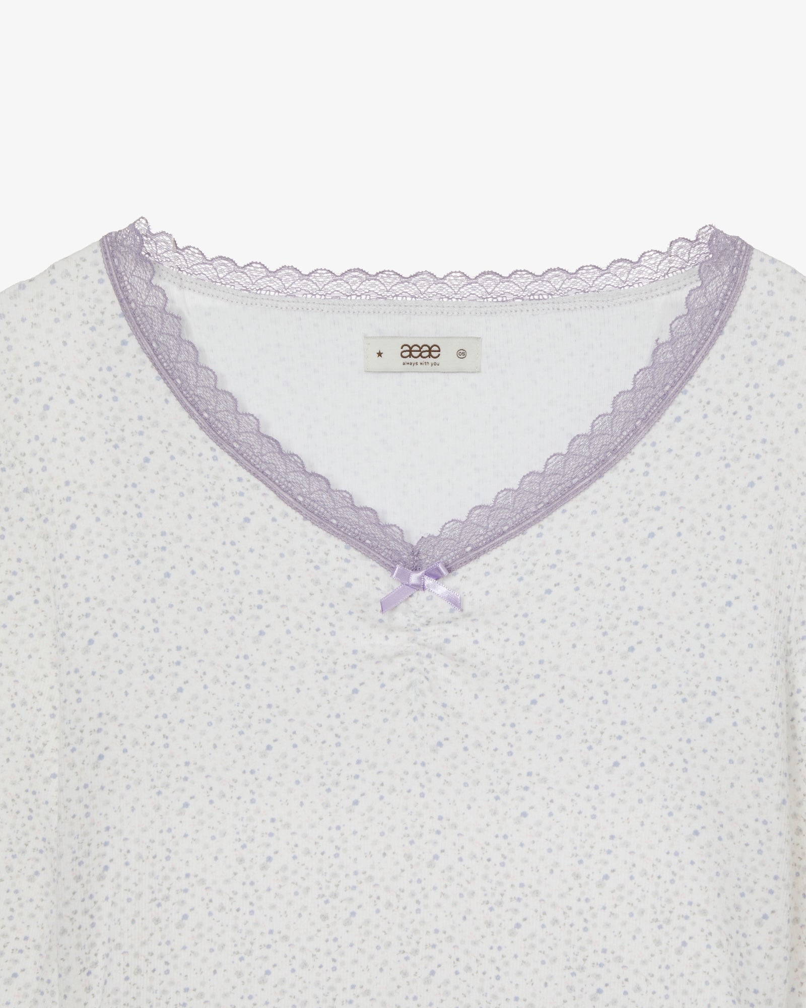 FLOWER V NECK TEE [LIGHT PURPLE]