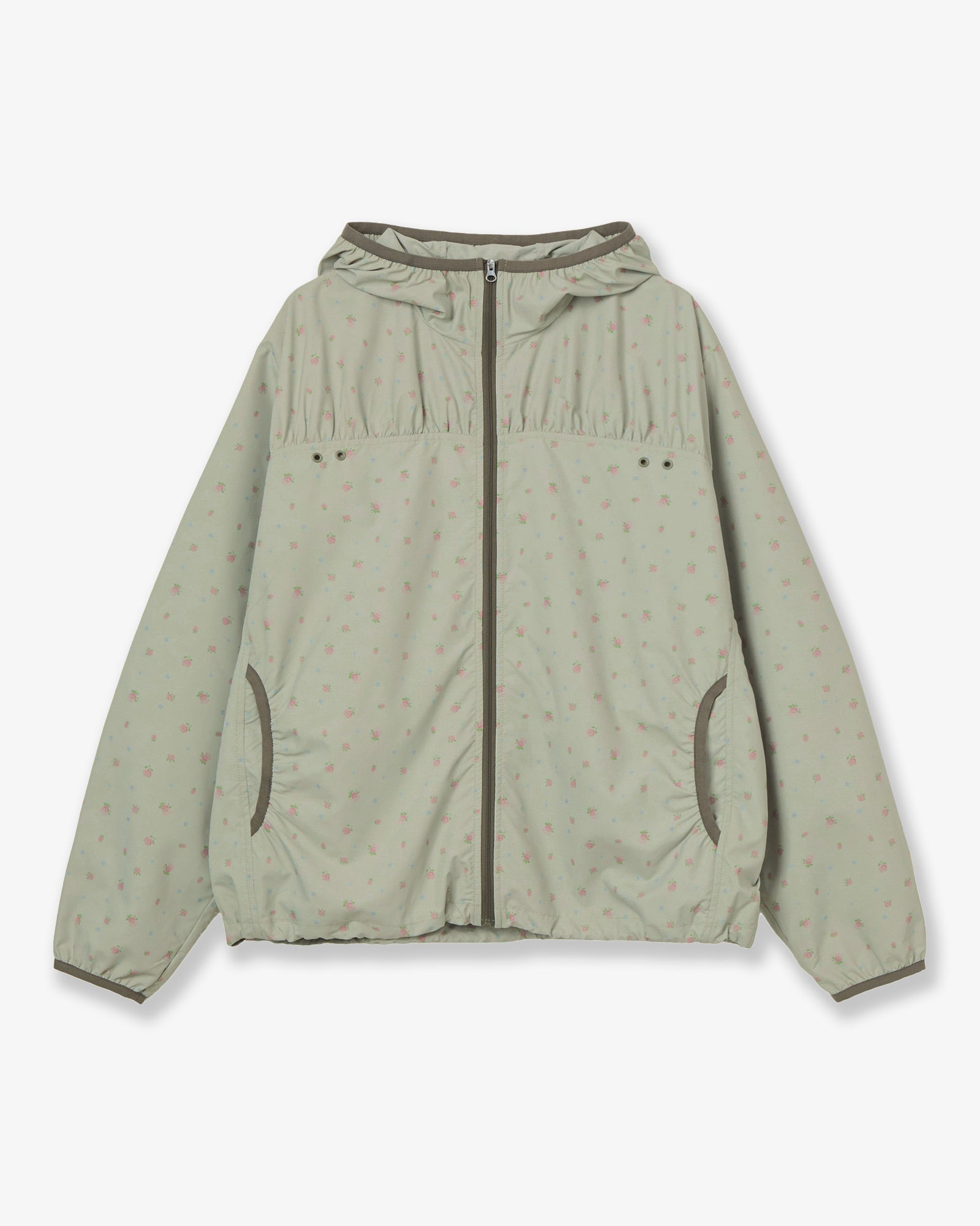 FLOWER WINDBREAKER JACKET [KHAKI]