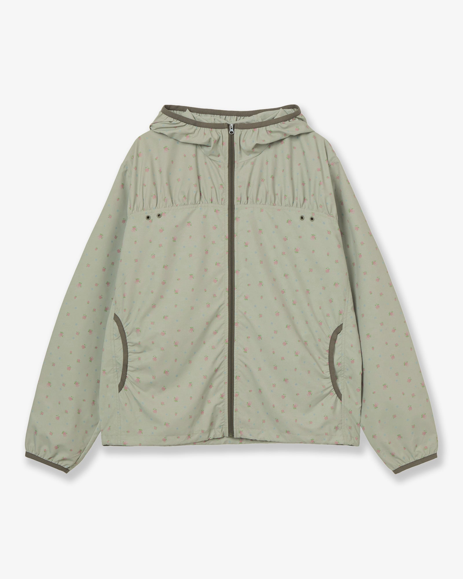 FLOWER WINDBREAKER JACKET [KHAKI]