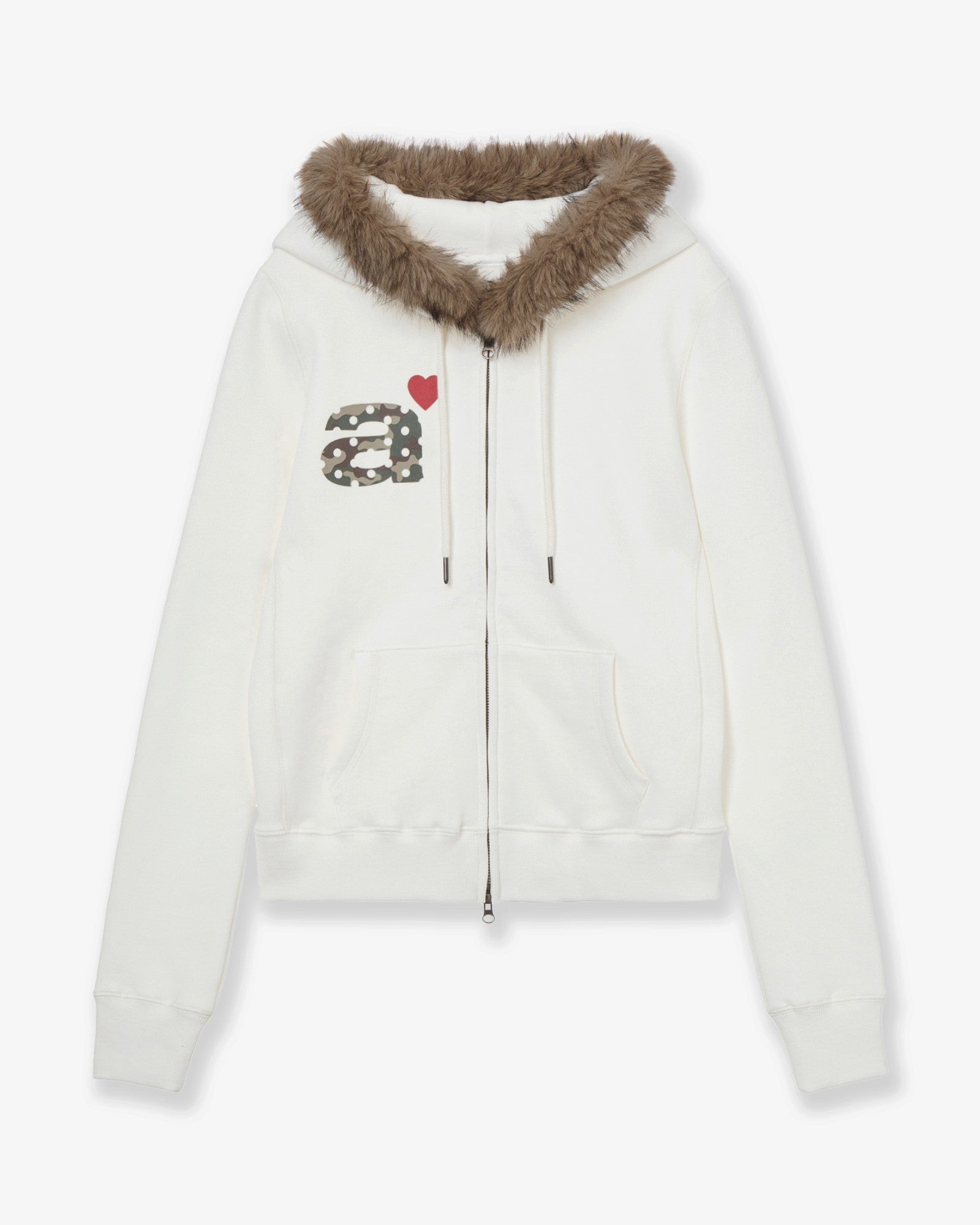 FUR DOT SMALL LETTER HOOD ZIP UP [IVORY]