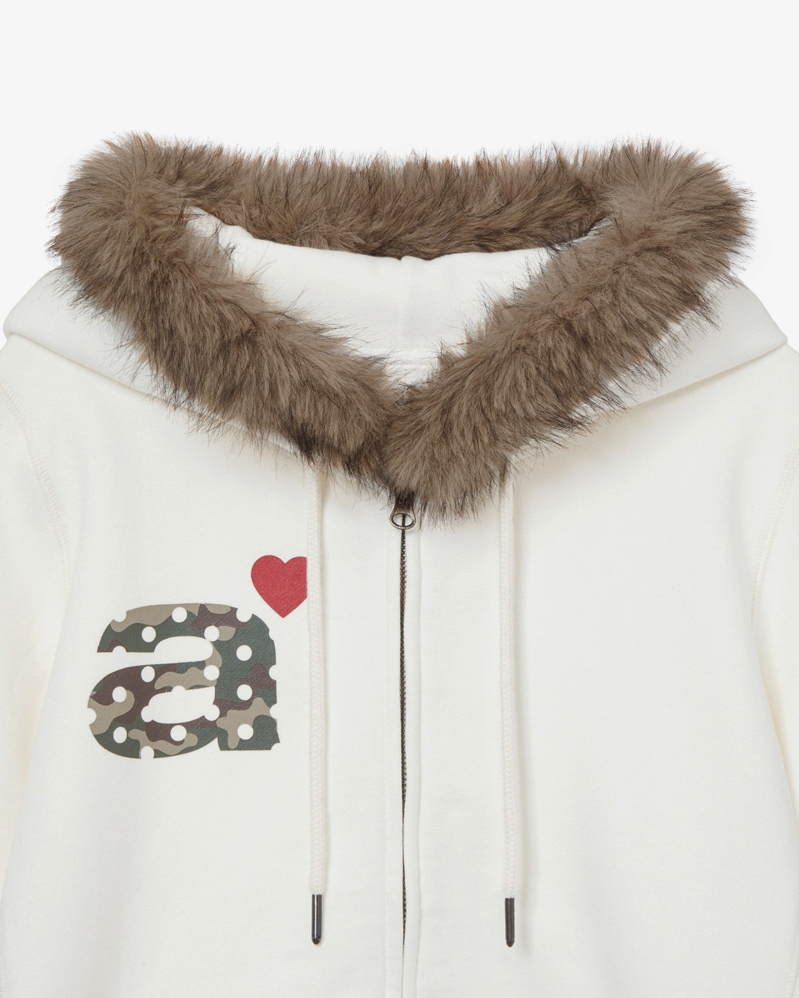 FUR DOT SMALL LETTER HOOD ZIP UP [IVORY]