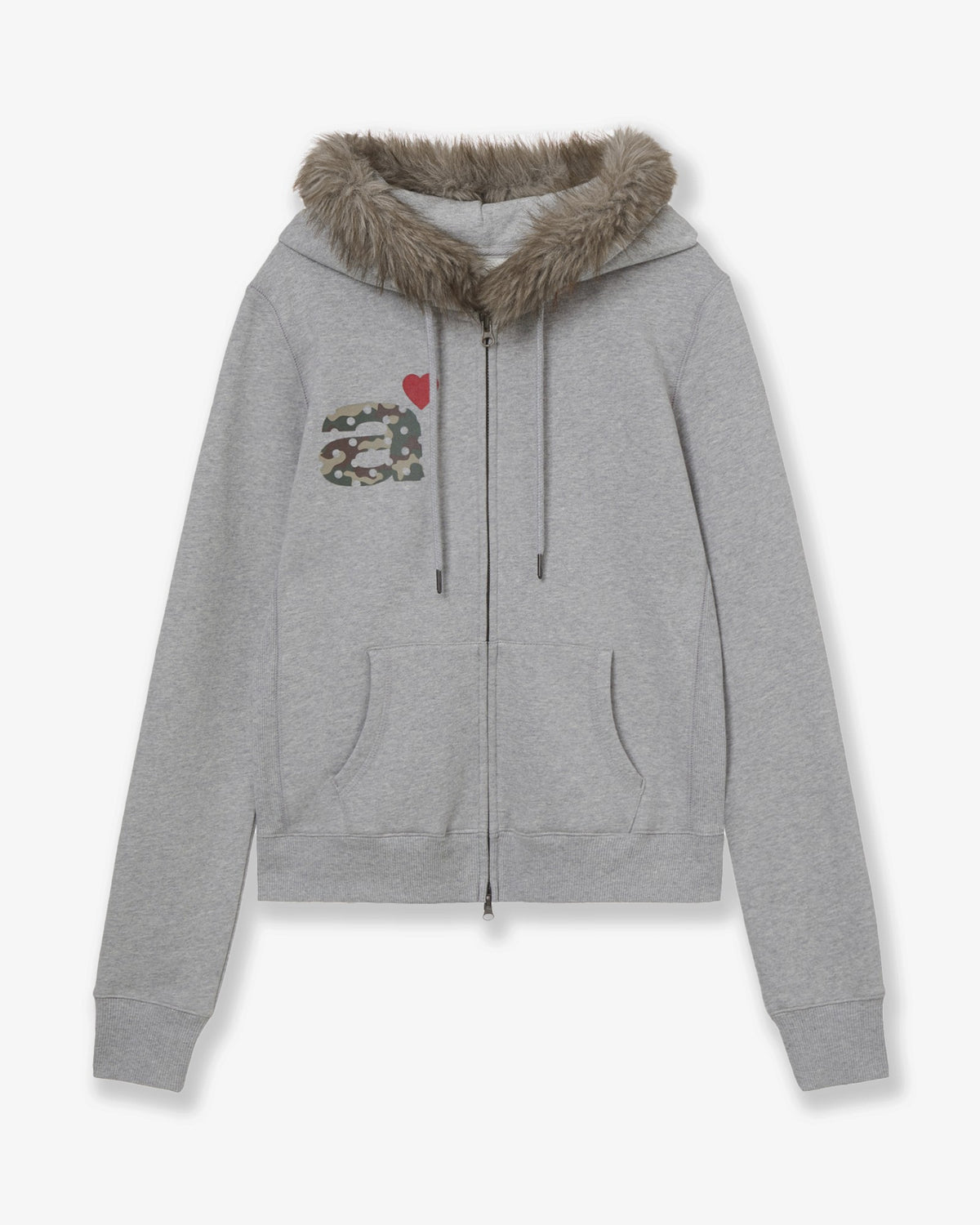 FUR DOT SMALL LETTER HOOD ZIP UP [MELANGE GREY]