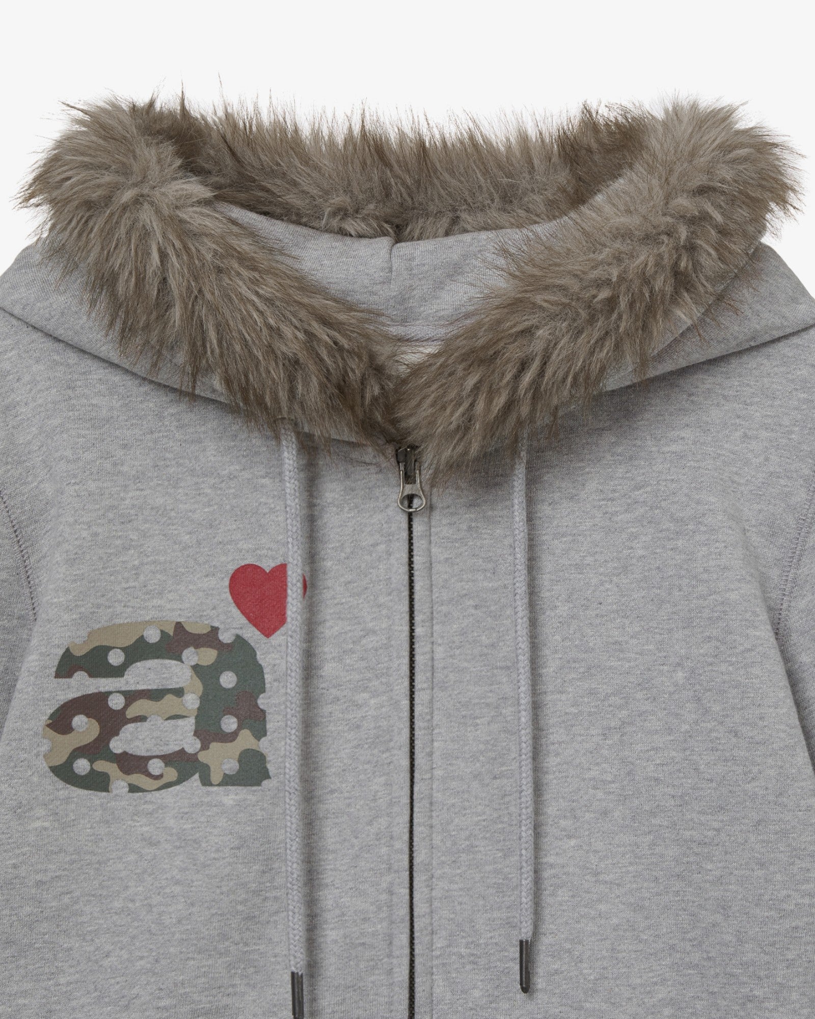 FUR DOT SMALL LETTER HOOD ZIP UP [MELANGE GREY]