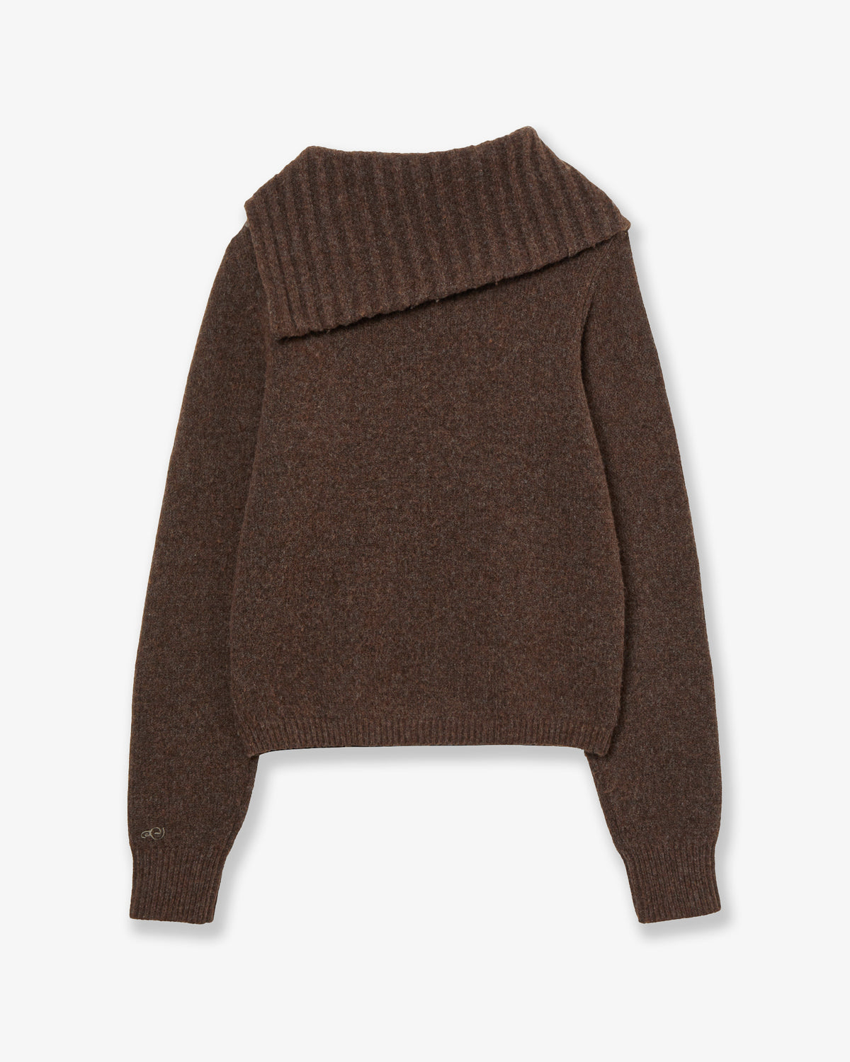 HIGH NECK KNIT ZIP UP [BROWN]