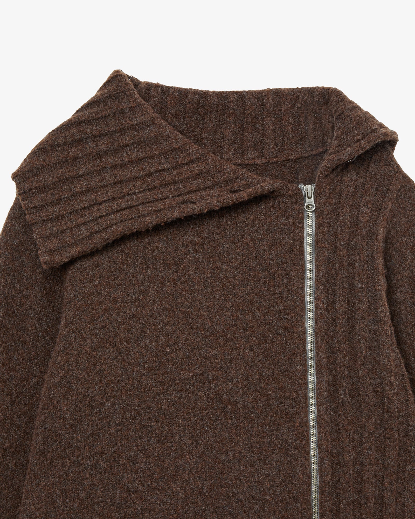 HIGH NECK KNIT ZIP UP [BROWN]