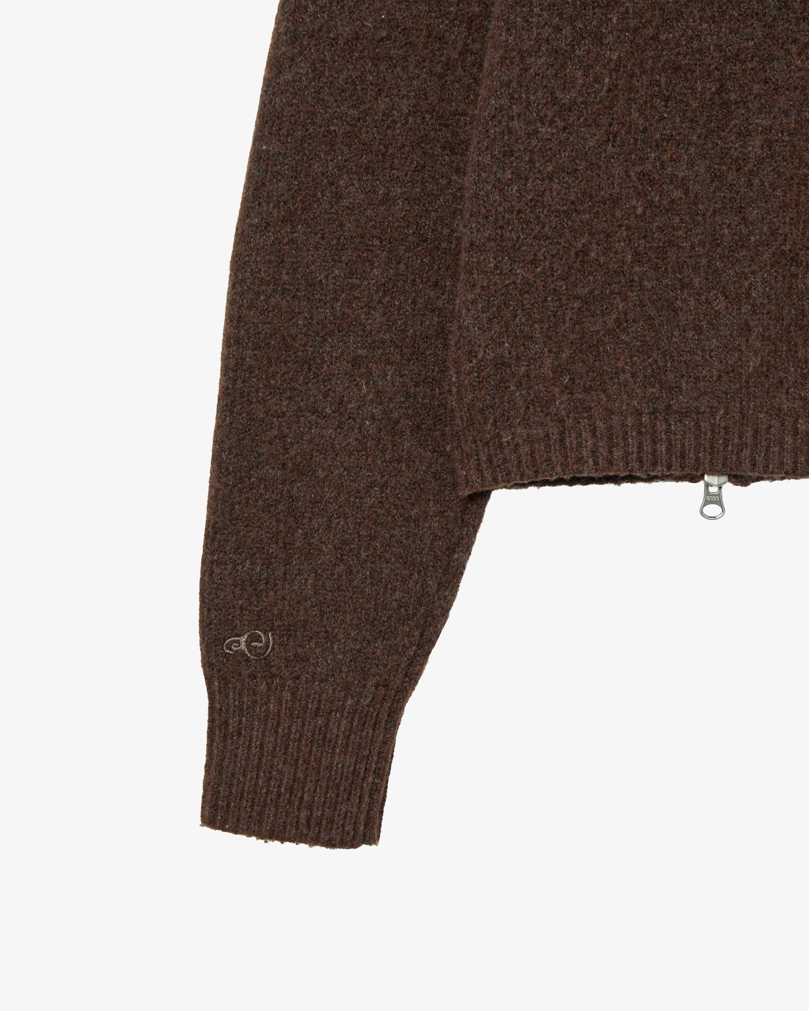 HIGH NECK KNIT ZIP UP [BROWN]