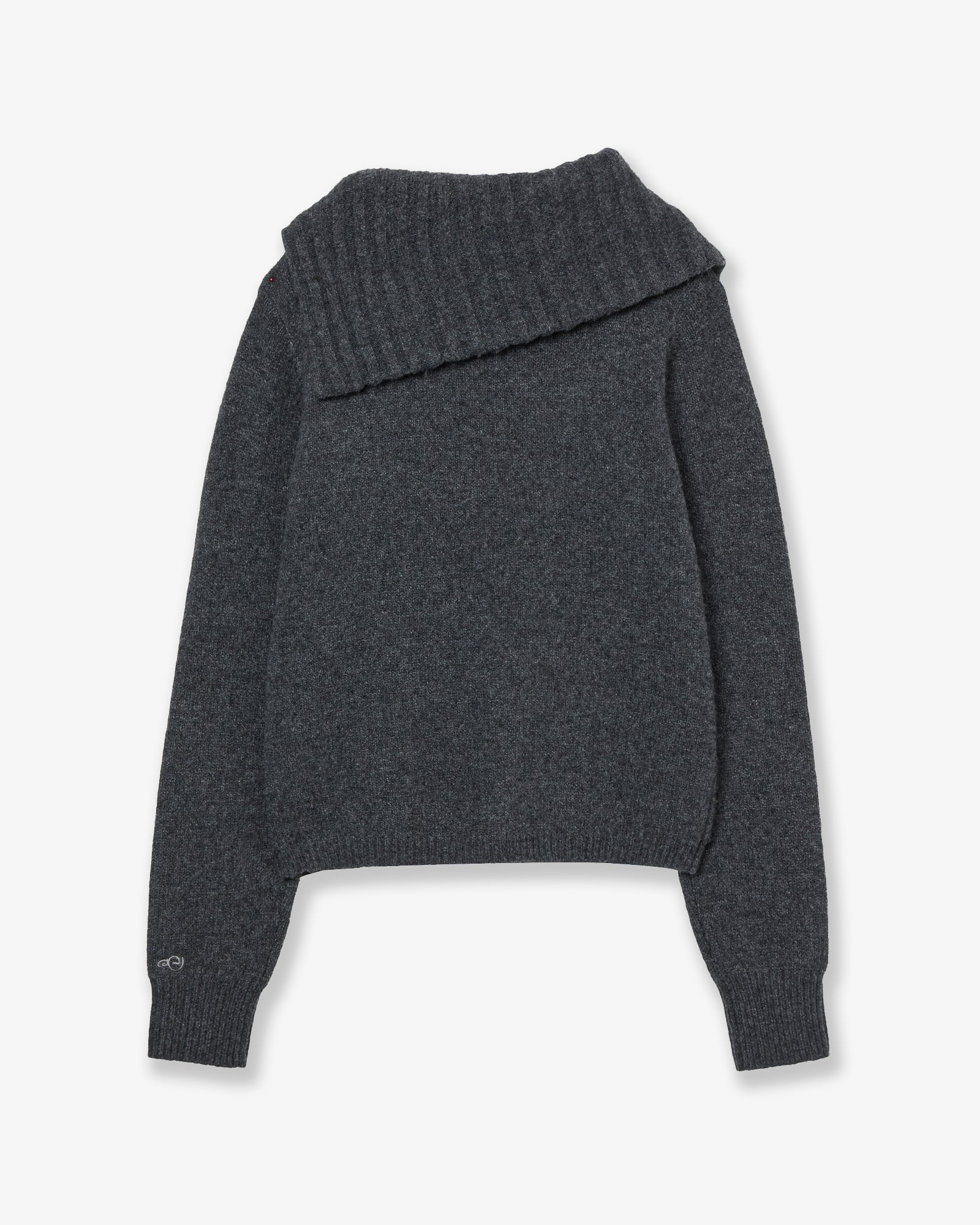 HIGH NECK KNIT ZIP UP [CHARCOAL]