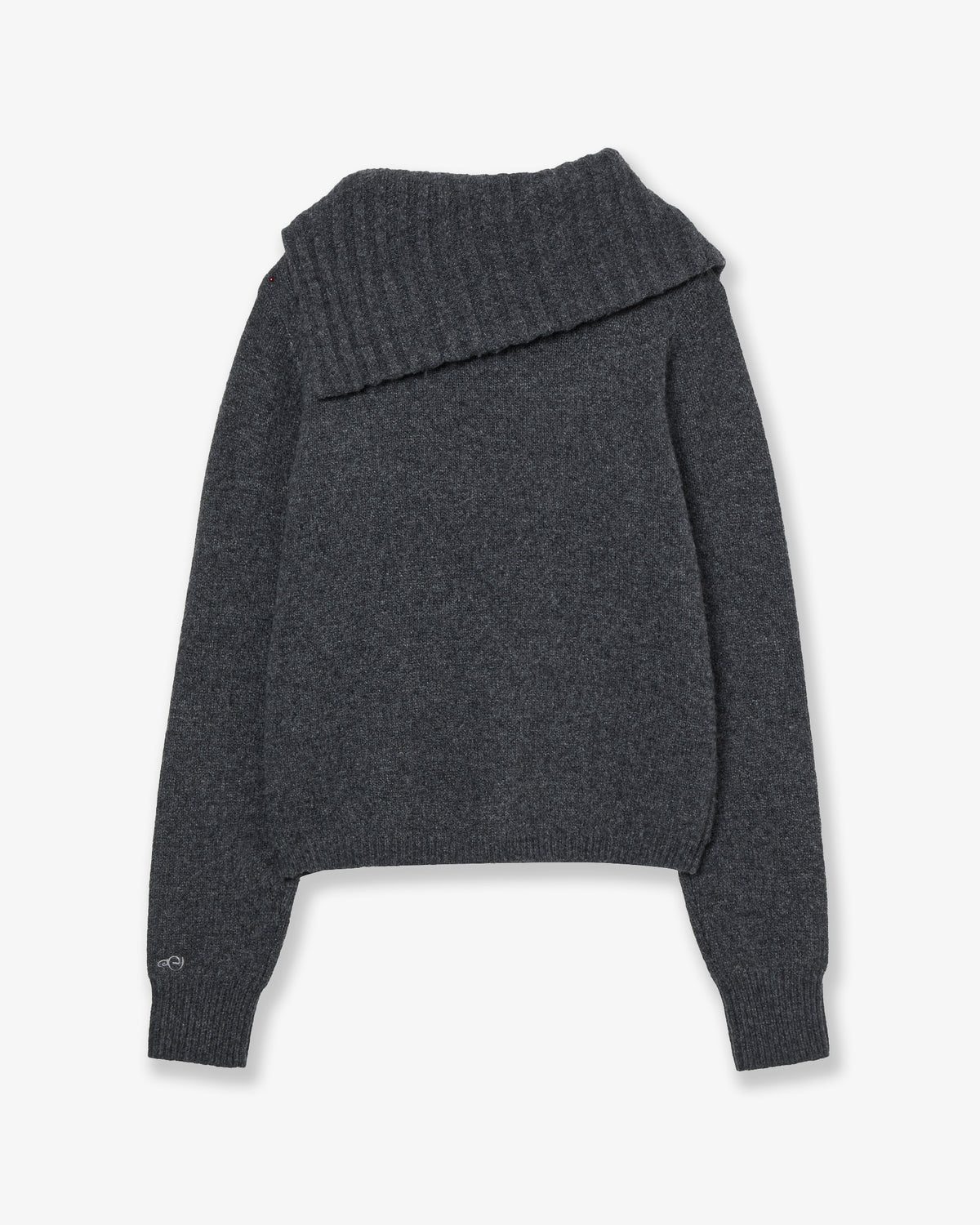 HIGH NECK KNIT ZIP UP [CHARCOAL]