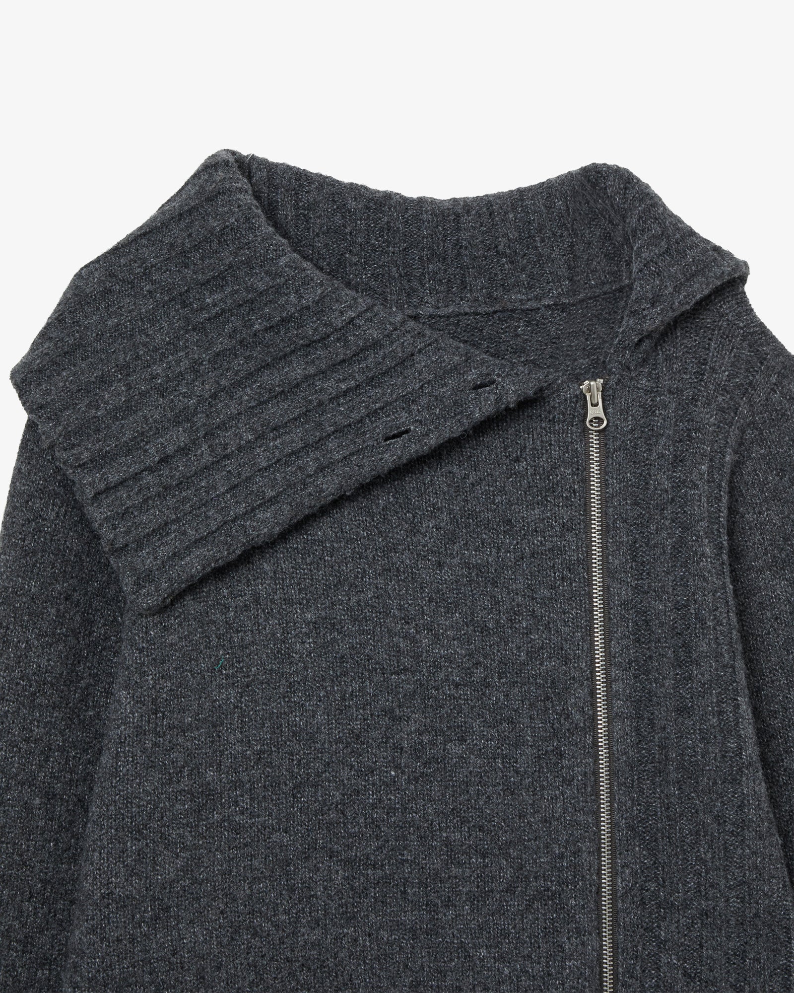 HIGH NECK KNIT ZIP UP [CHARCOAL]