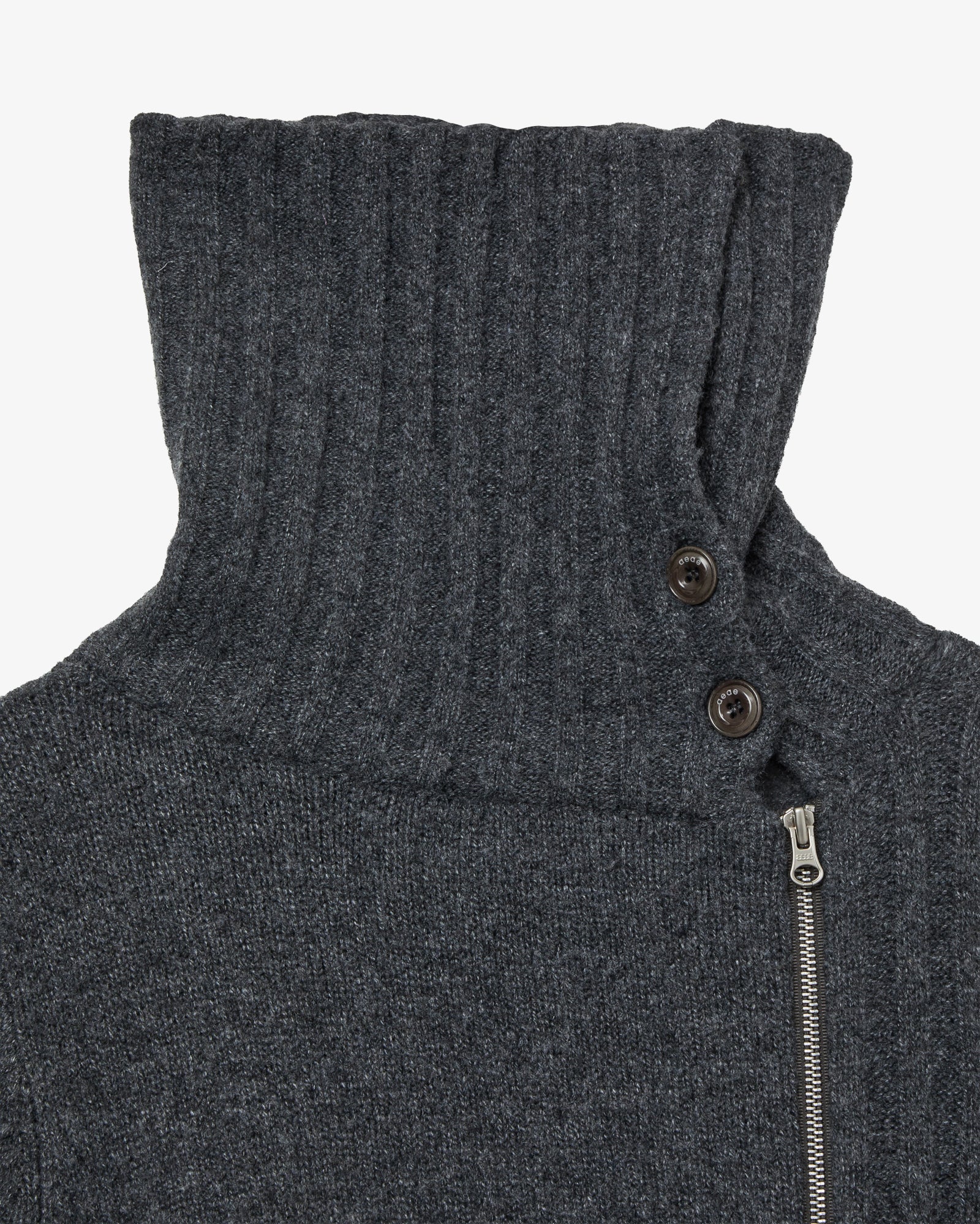 HIGH NECK KNIT ZIP UP [CHARCOAL]