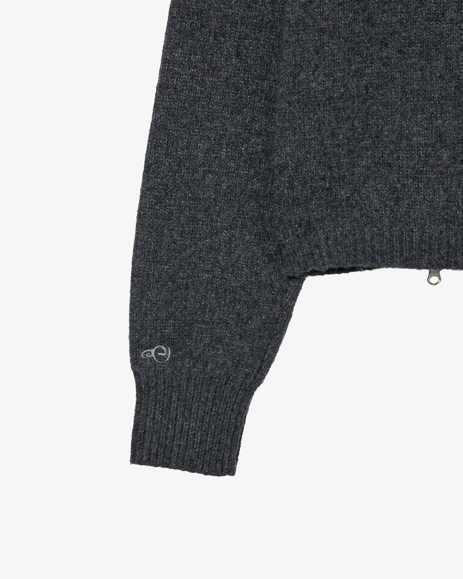 HIGH NECK KNIT ZIP UP [CHARCOAL]