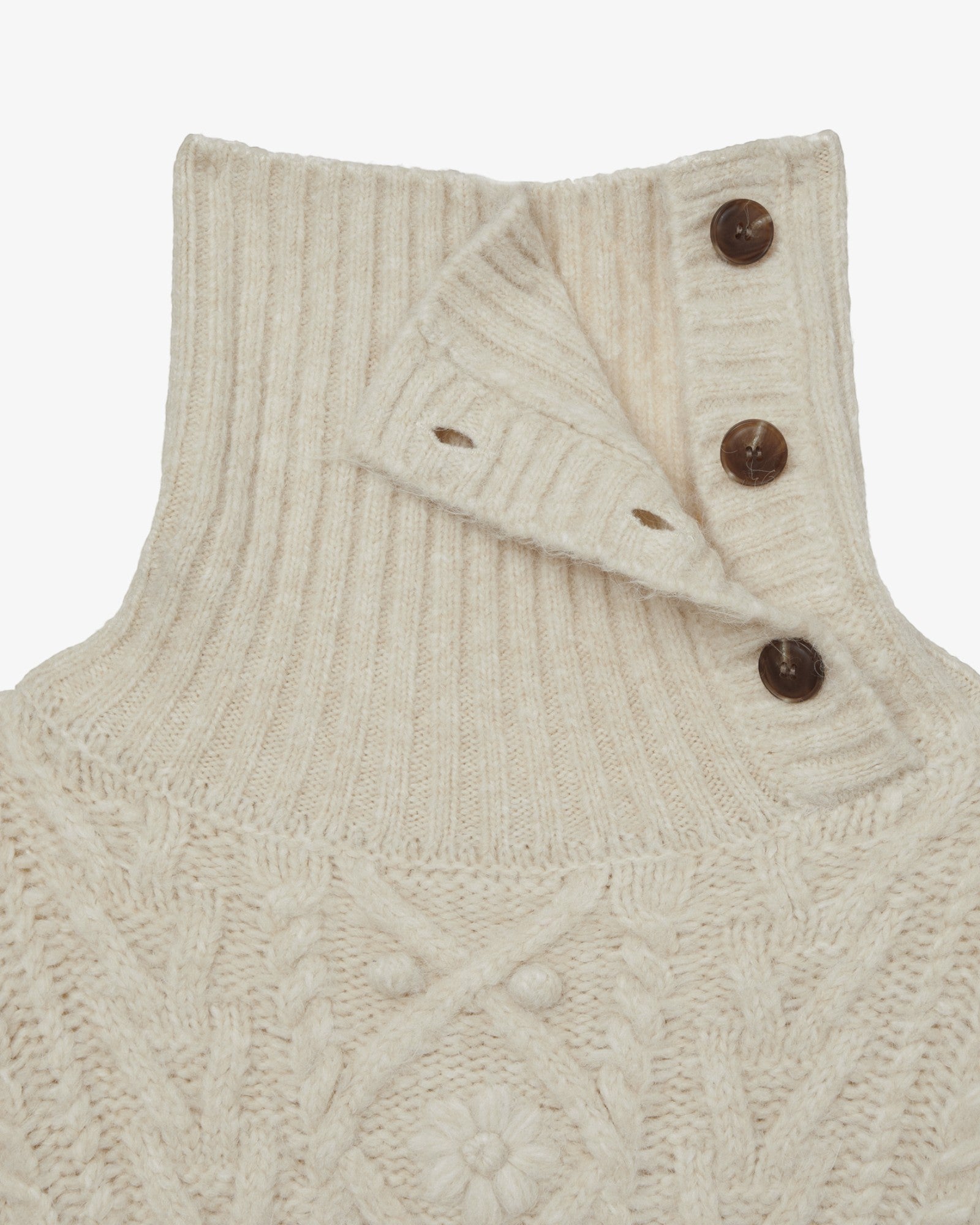 HIGH NECK CABLE KNIT [IVORY]