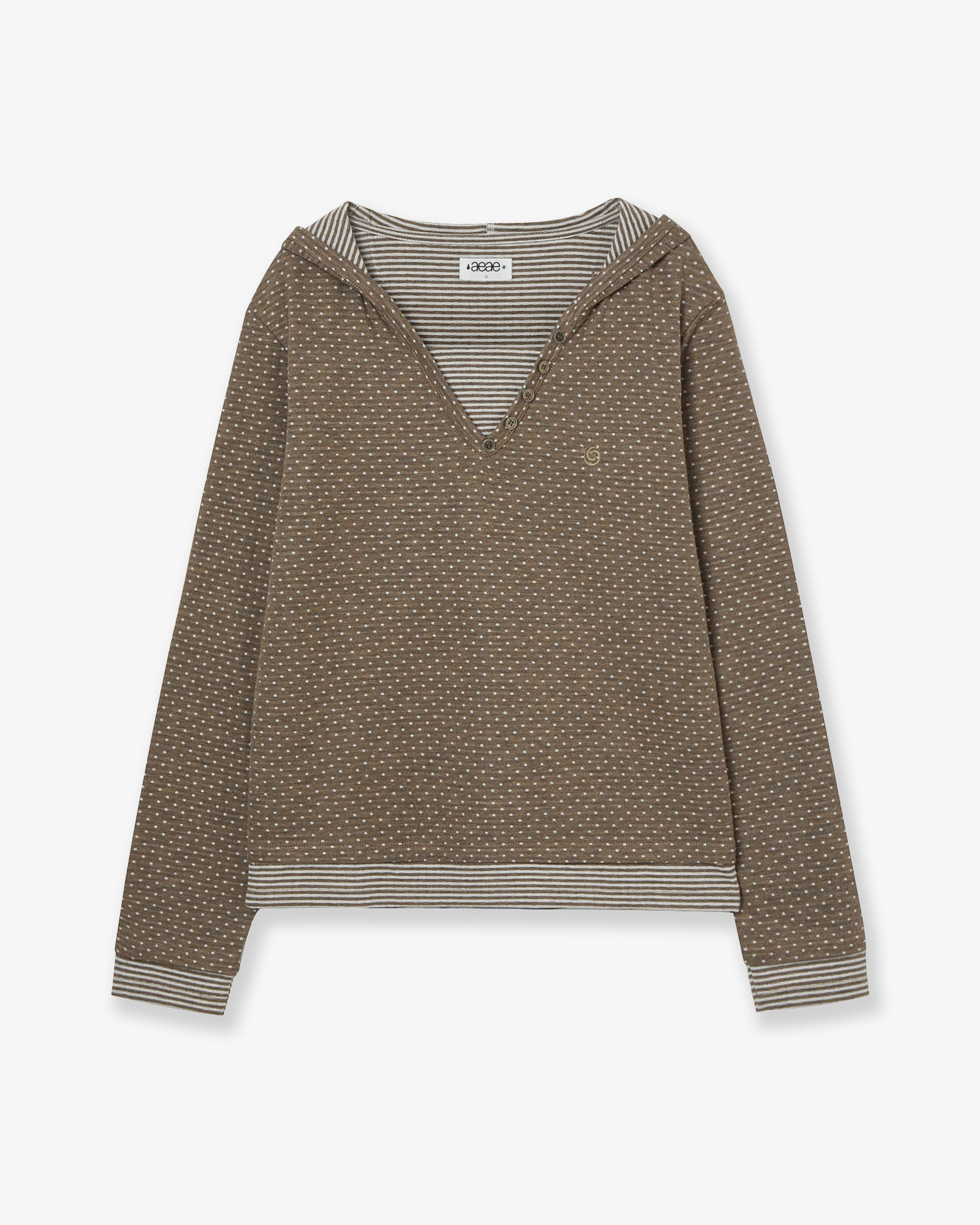 【10月下旬お届けアイテム】HOODED HENLY NECK TEE [KHAKI]
